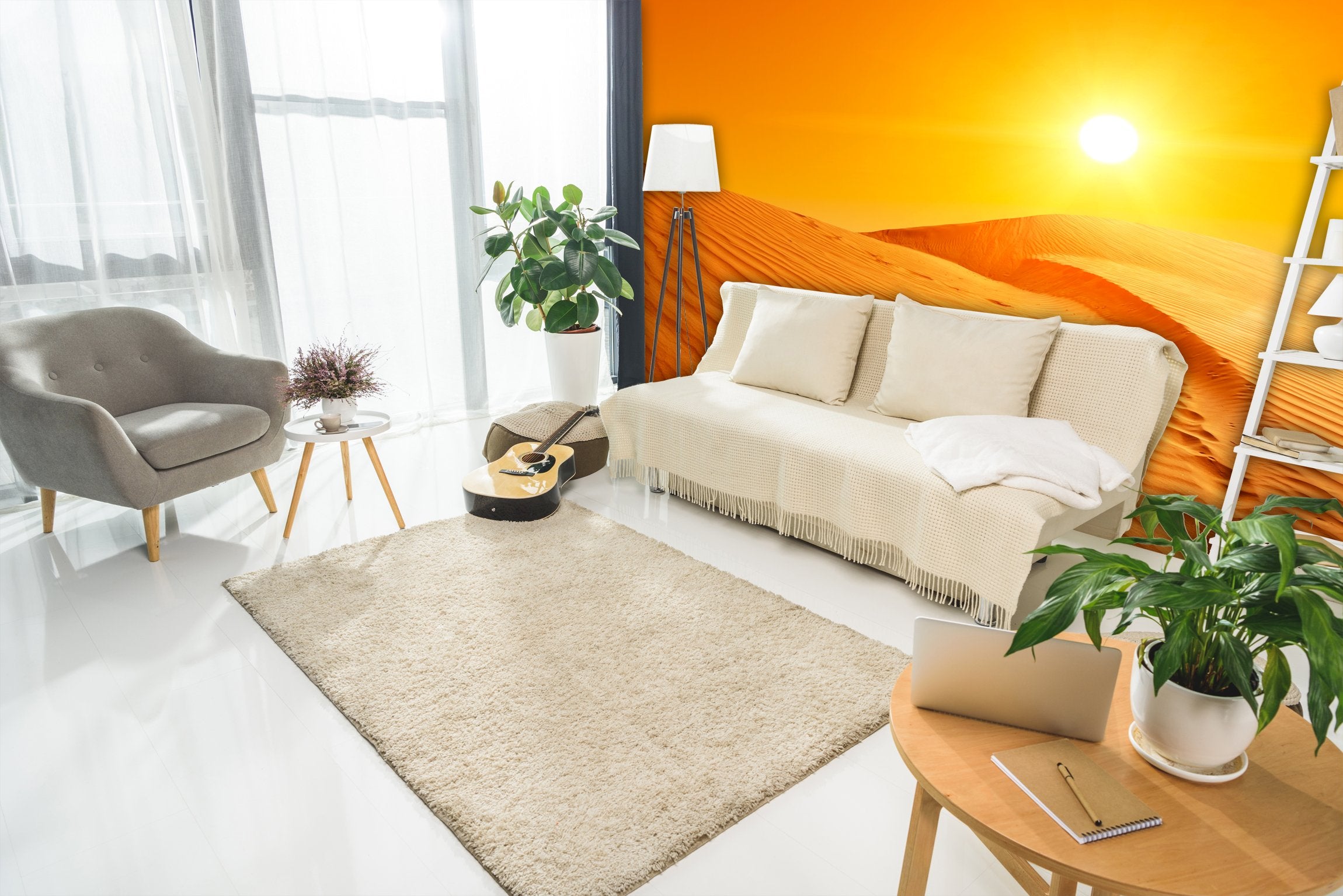 PVC Fototapete Sand Dunes In Sahara - ECO Wandbild Selbstklebende Tapete - 3D Vinyl Wandsticker XXL SW298