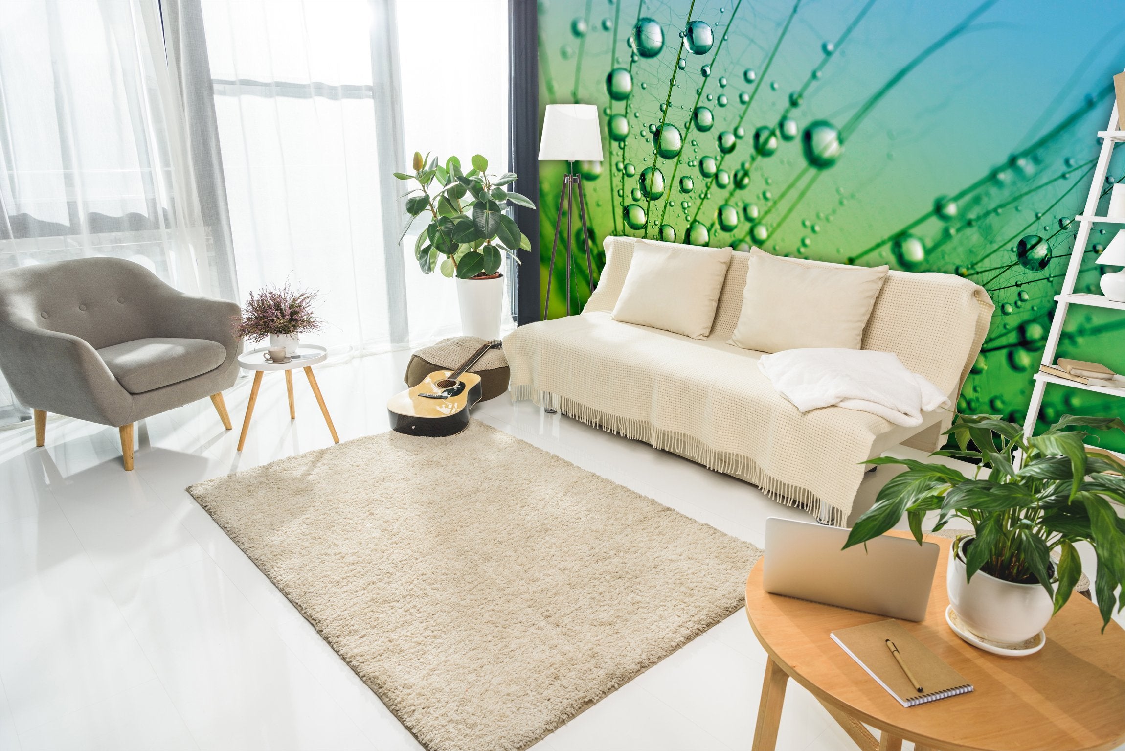PVC Fototapete Seeds With Drops - ECO Wandbild Selbstklebende Tapete - 3D Vinyl Wandsticker XXL SW255