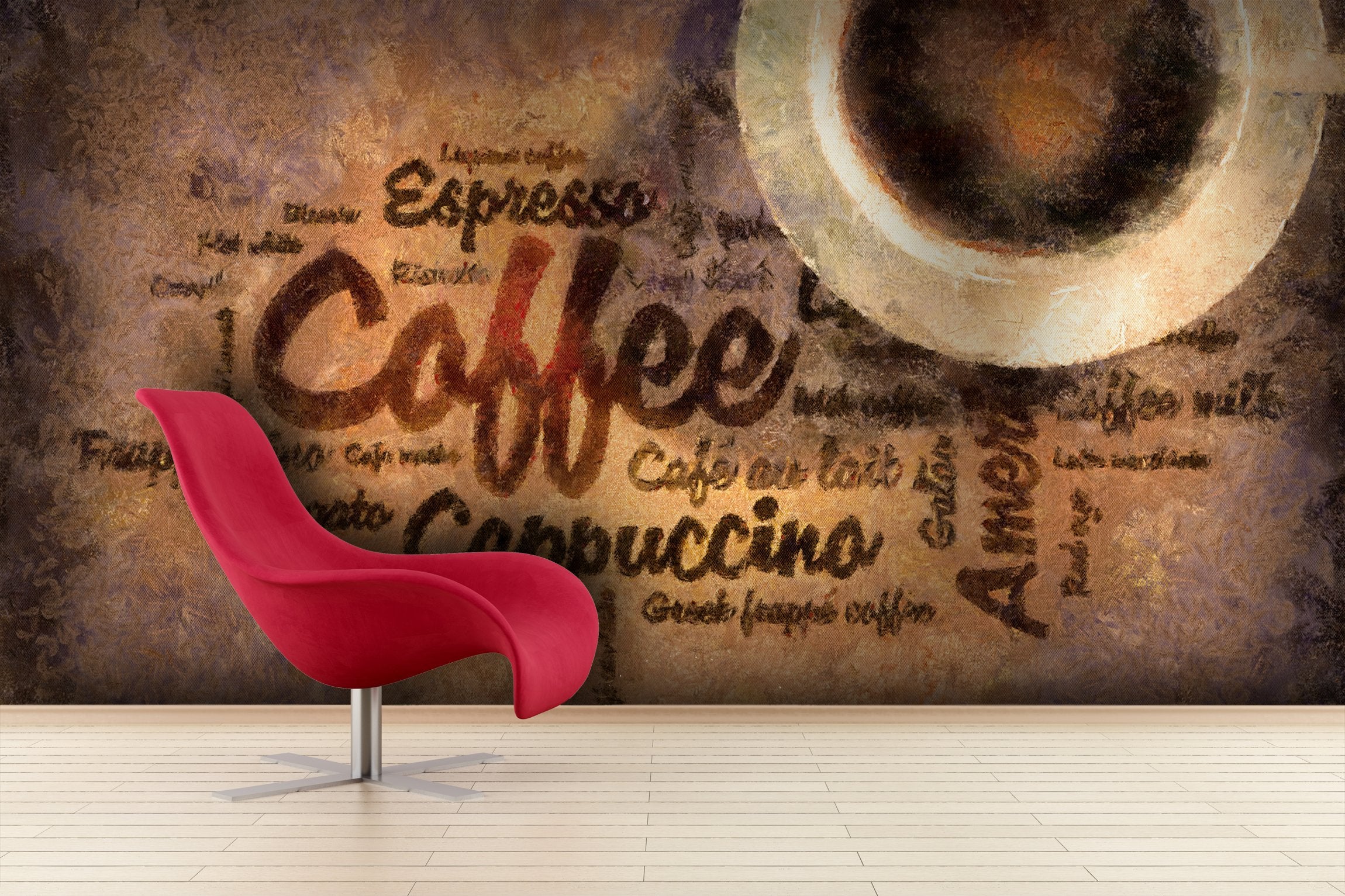 PVC Fototapete Coffee Word Cloud - ECO Wandbild Selbstklebende Tapete - 3D Vinyl Wandsticker XXL SW054