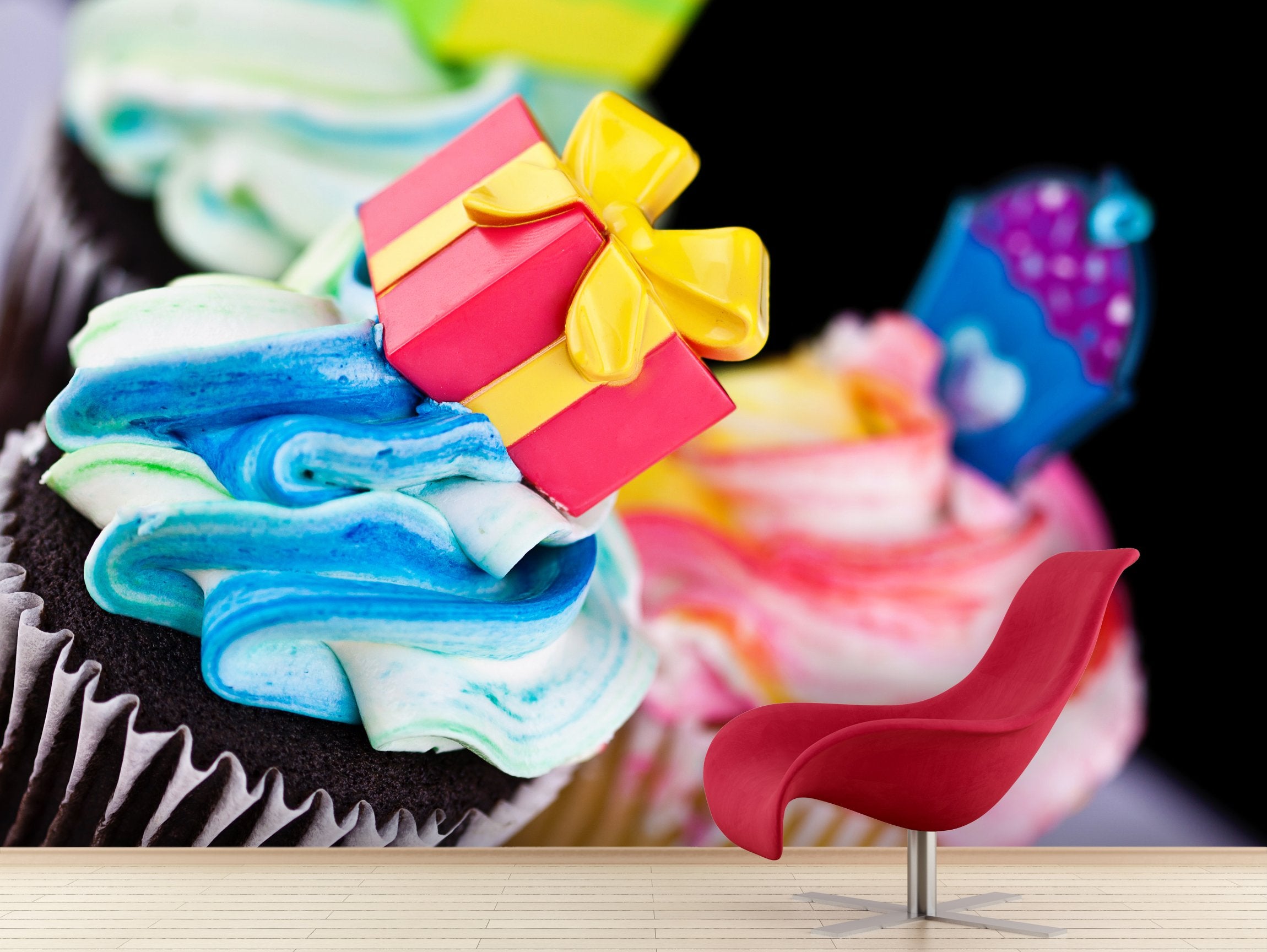 PVC Fototapete Cup Cake Decoration - ECO Wandbild Selbstklebende Tapete - 3D Vinyl Wandsticker XXL SW284