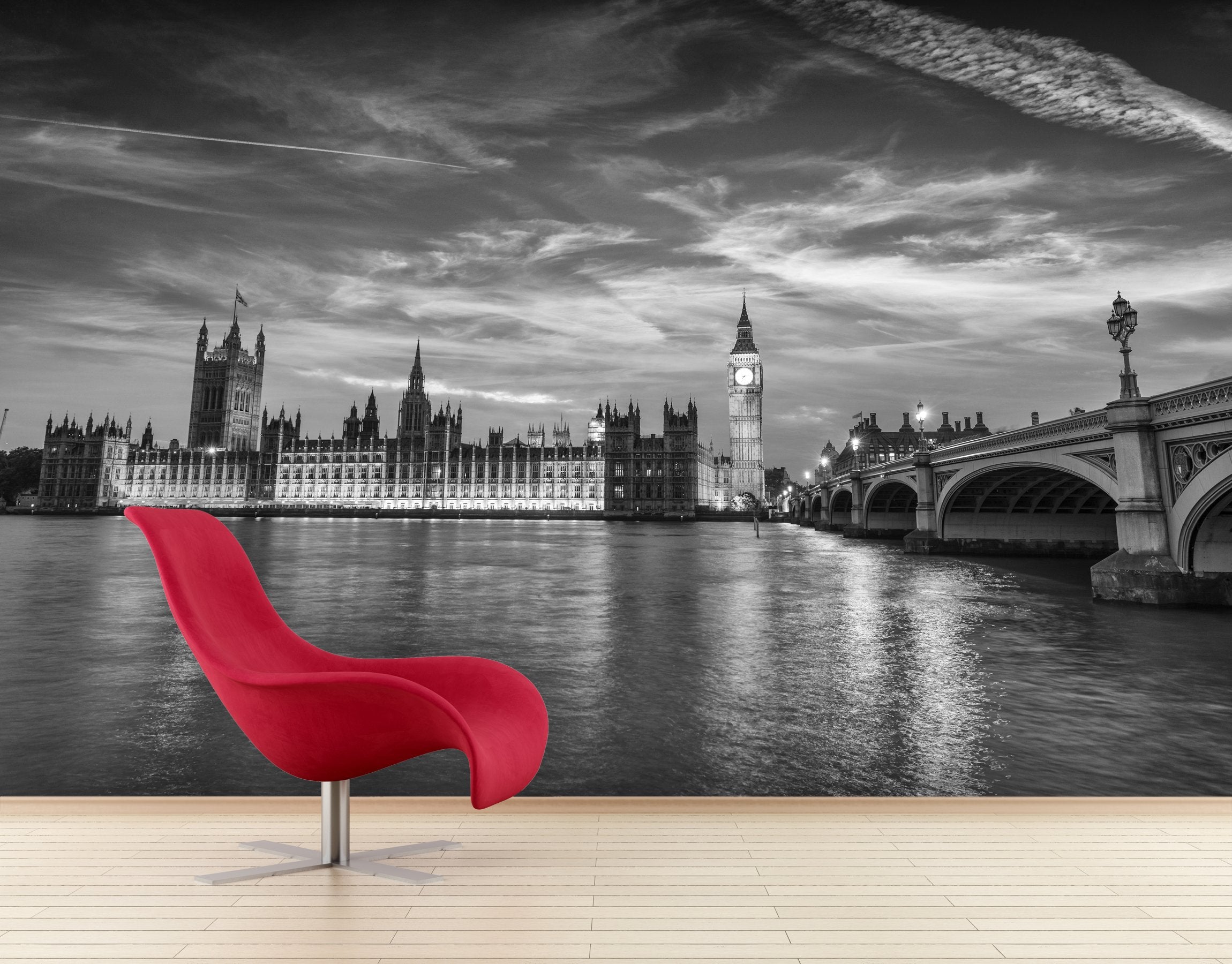 PVC Fototapete Westminster By Night - ECO Wandbild Selbstklebende Tapete - 3D Vinyl Wandsticker XXL SW221