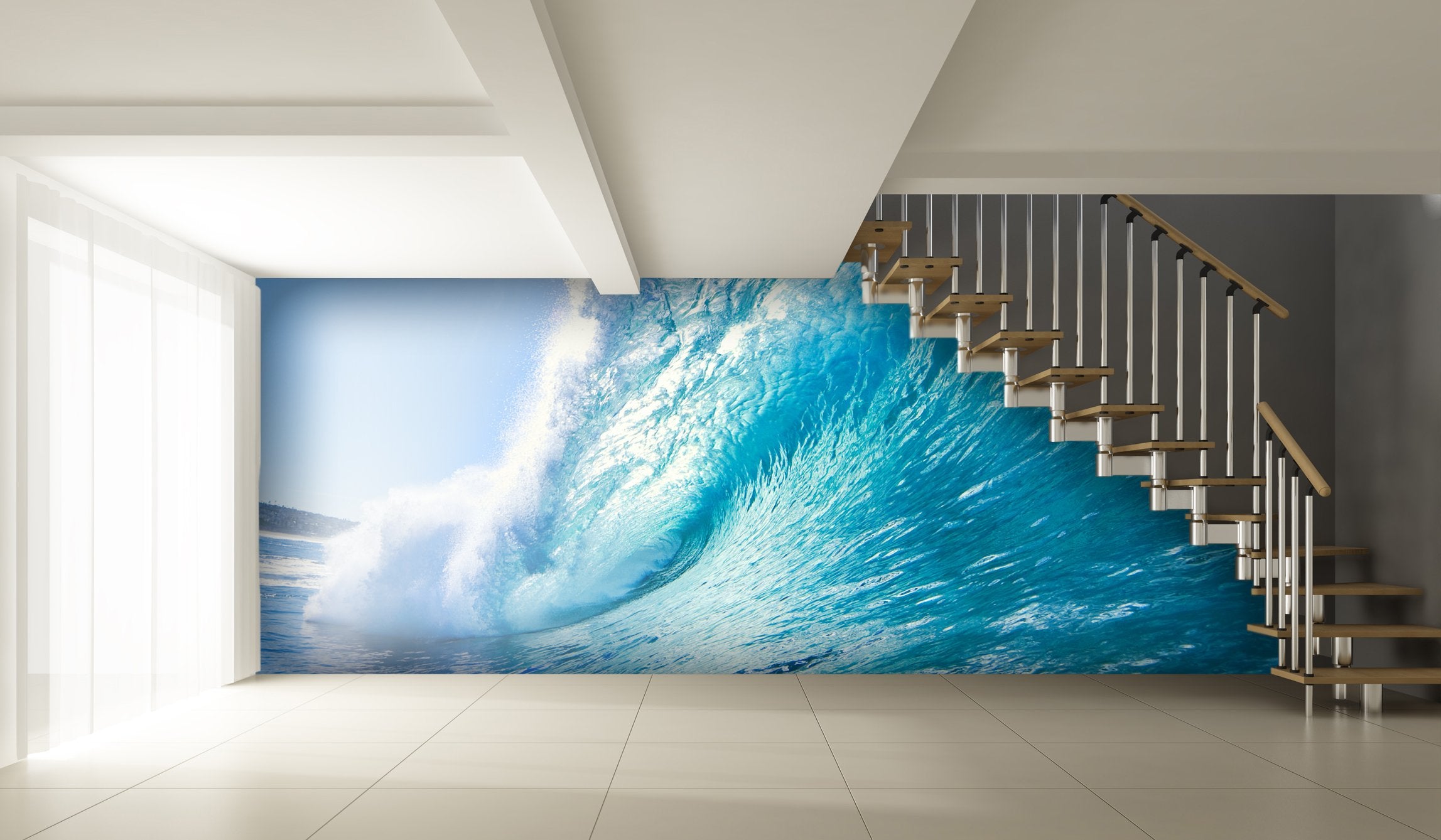 PVC Fototapete Blue Ocean Wave - ECO Wandbild Selbstklebende Tapete - 3D Vinyl Wandsticker XXL SW015