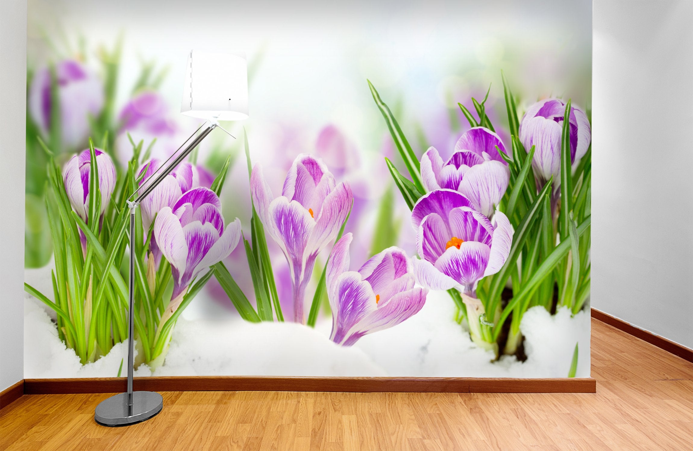 PVC Fototapete Spring Crocuses - ECO Wandbild Selbstklebende Tapete - 3D Vinyl Wandsticker XXL SW075