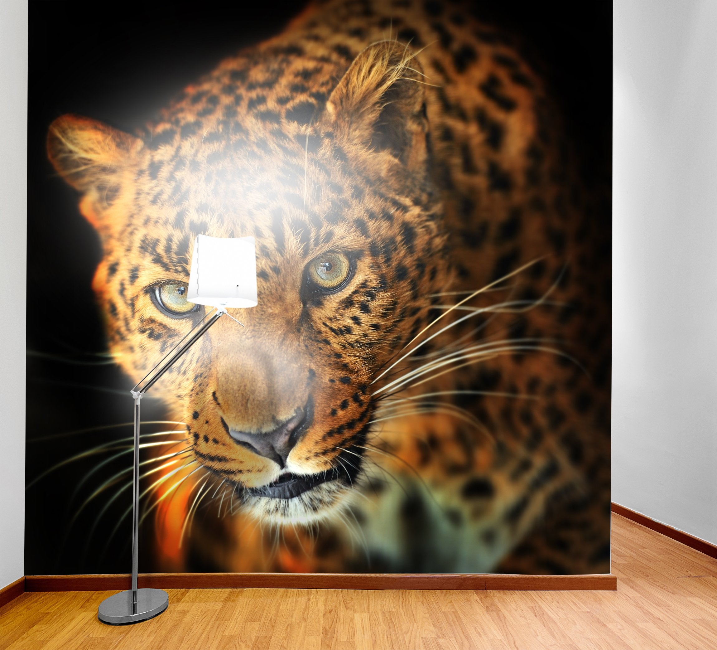 PVC Fototapete Leopard - ECO Wandbild Selbstklebende Tapete - 3D Vinyl Wandsticker XXL SW046