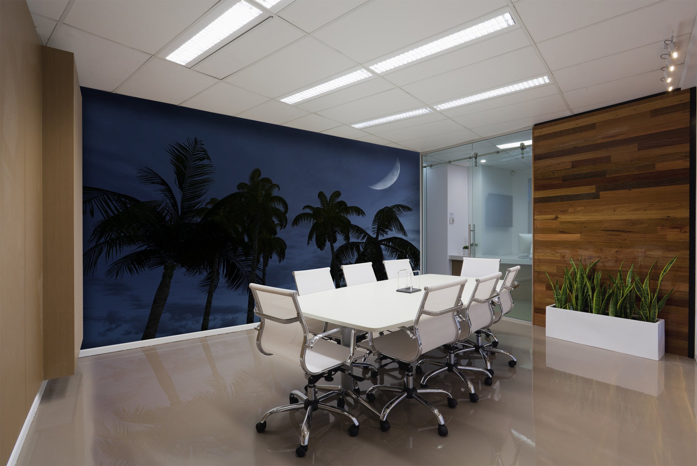 PVC Fototapete Palm Silhouettes – ECO Wandbild Selbstklebende Tapete – 3D Vinyl Wandsticker XXL SW306 - life-decor.de