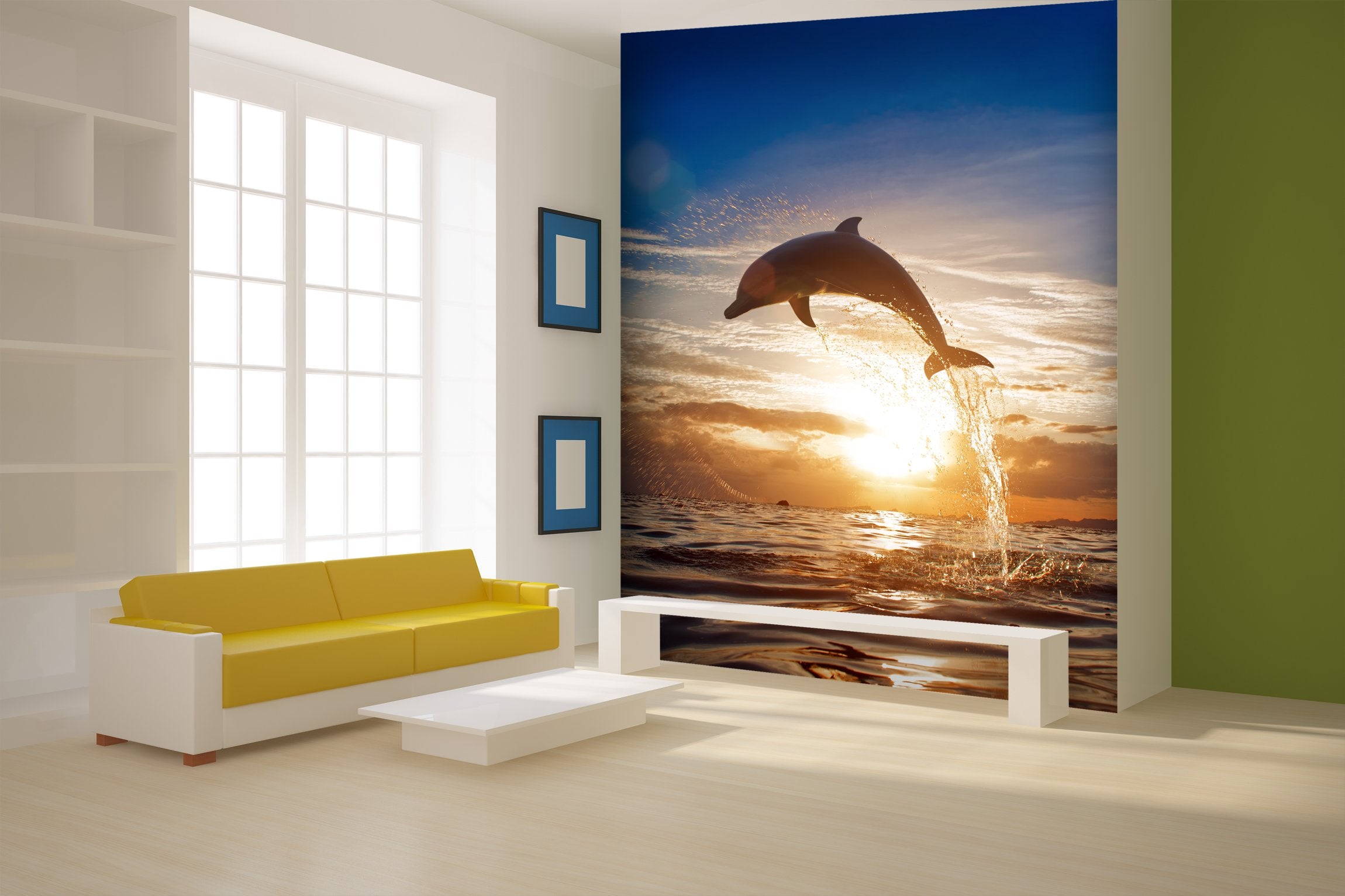 PVC Fototapete Dolphin Jumping - ECO Wandbild Selbstklebende Tapete - 3D Vinyl Wandsticker XXL SW114