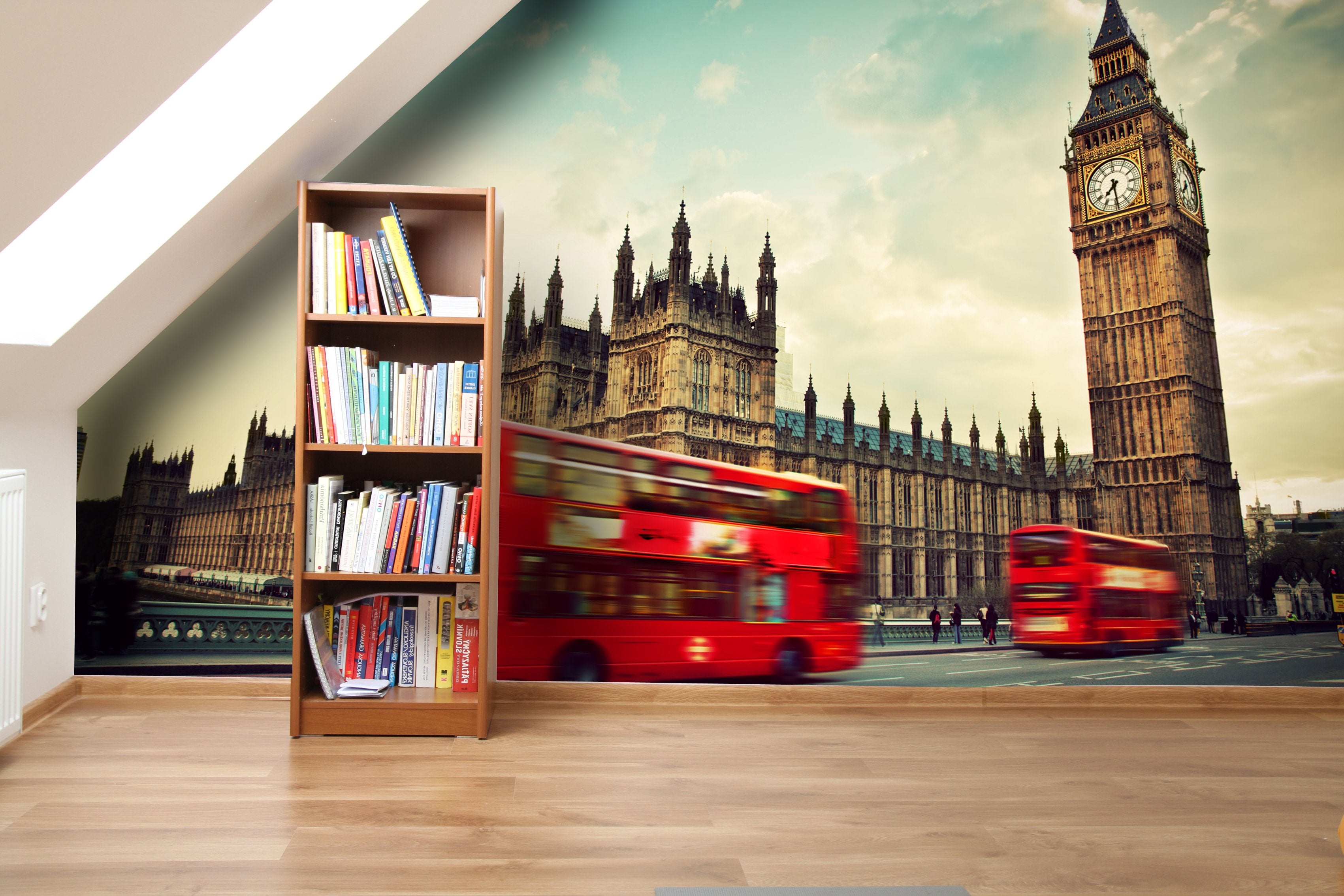 PVC Fototapete London Red Bus - ECO Wandbild Selbstklebende Tapete - 3D Vinyl Wandsticker XXL SW036