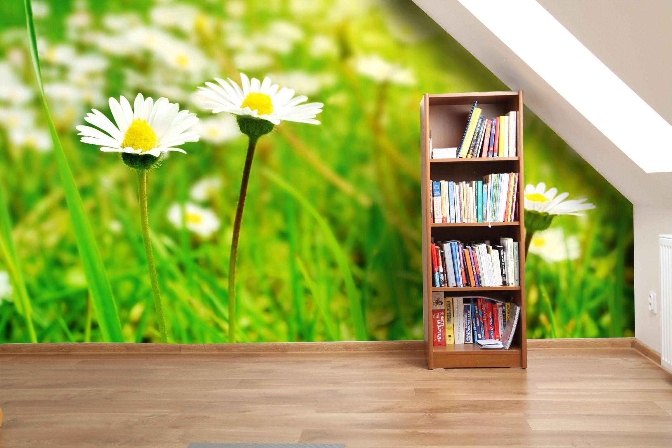 PVC Fototapete Tapeten White Flowers - ECO Wandbild Selbstklebende Tapete - 3D Vinyl Wandsticker XXL SW097