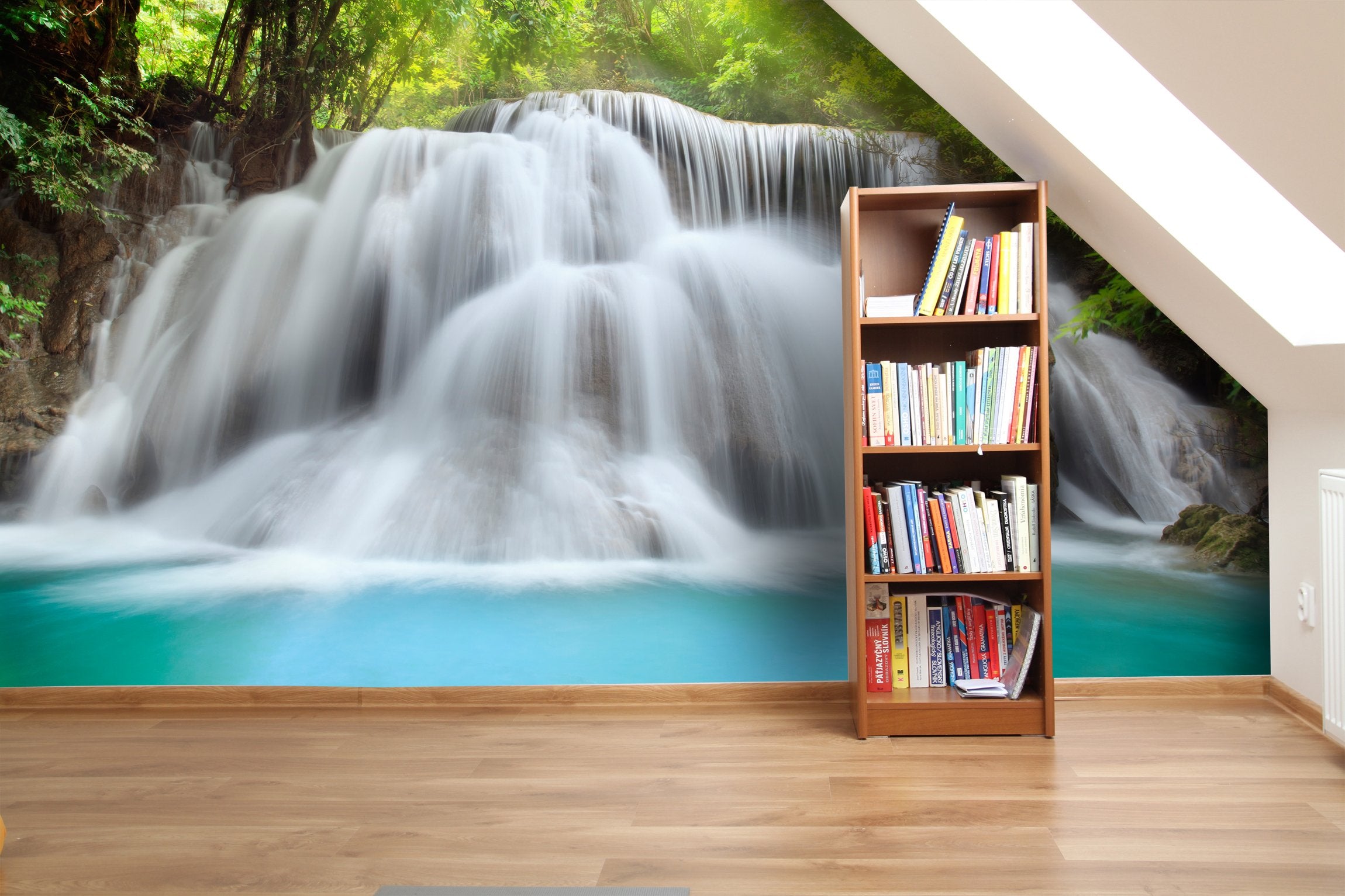 PVC Fototapete Huai Mae Kamin Waterfall - ECO Wandbild Selbstklebende Tapete - 3D Vinyl Wandsticker XXL SW076