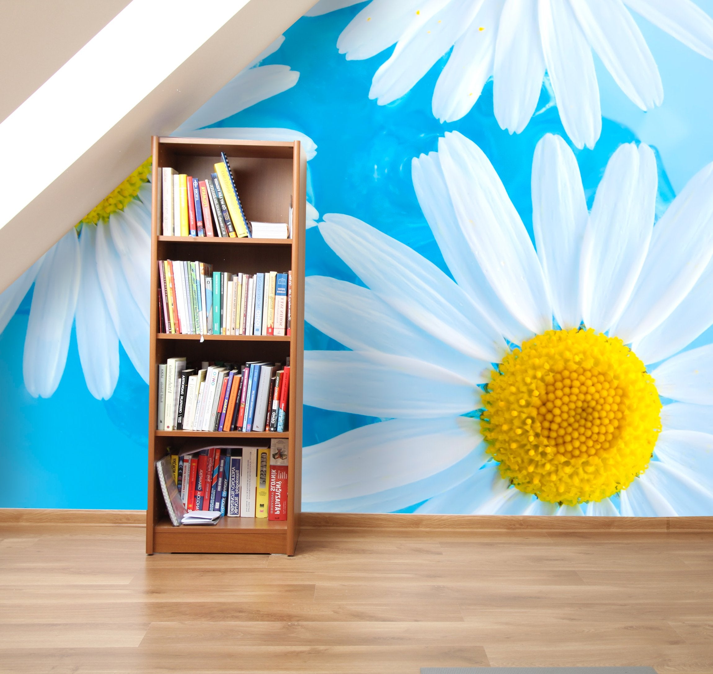 PVC Fototapete Beautiful Chamomiles On Water - ECO Wandbild Selbstklebende Tapete - 3D Vinyl Wandsticker XXL SW199