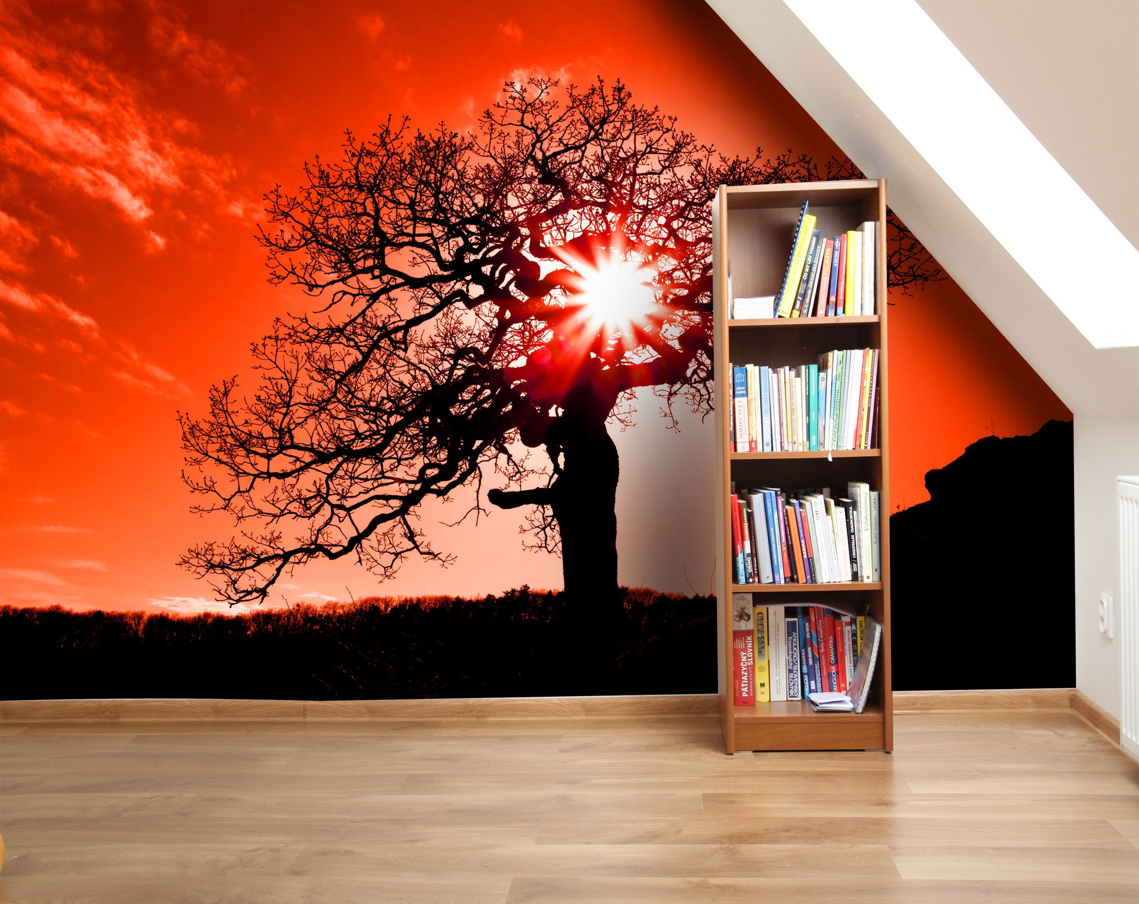 PVC Fototapete Old Oak In Sunset – ECO Wandbild Selbstklebende Tapete – 3D Vinyl Wandsticker XXL SW134 - life-decor.de