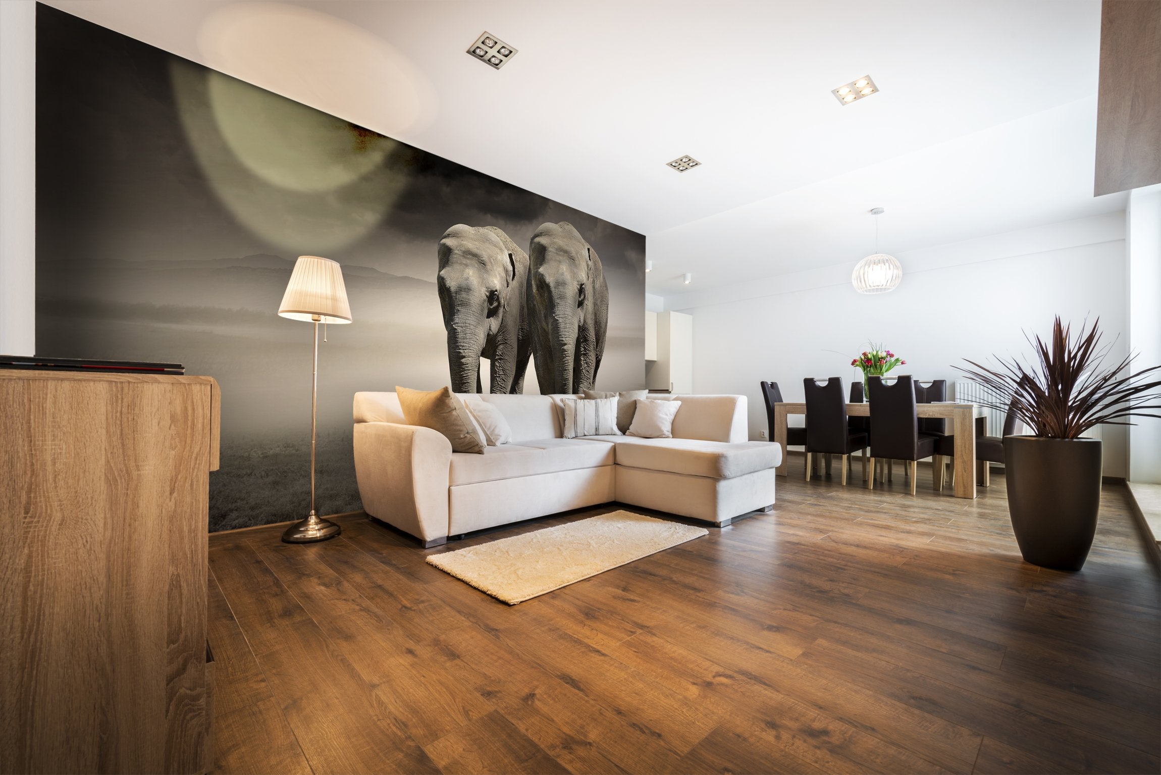 PVC Fototapete Elephants - ECO Wandbild Selbstklebende Tapete - 3D Vinyl Wandsticker XXL SW022