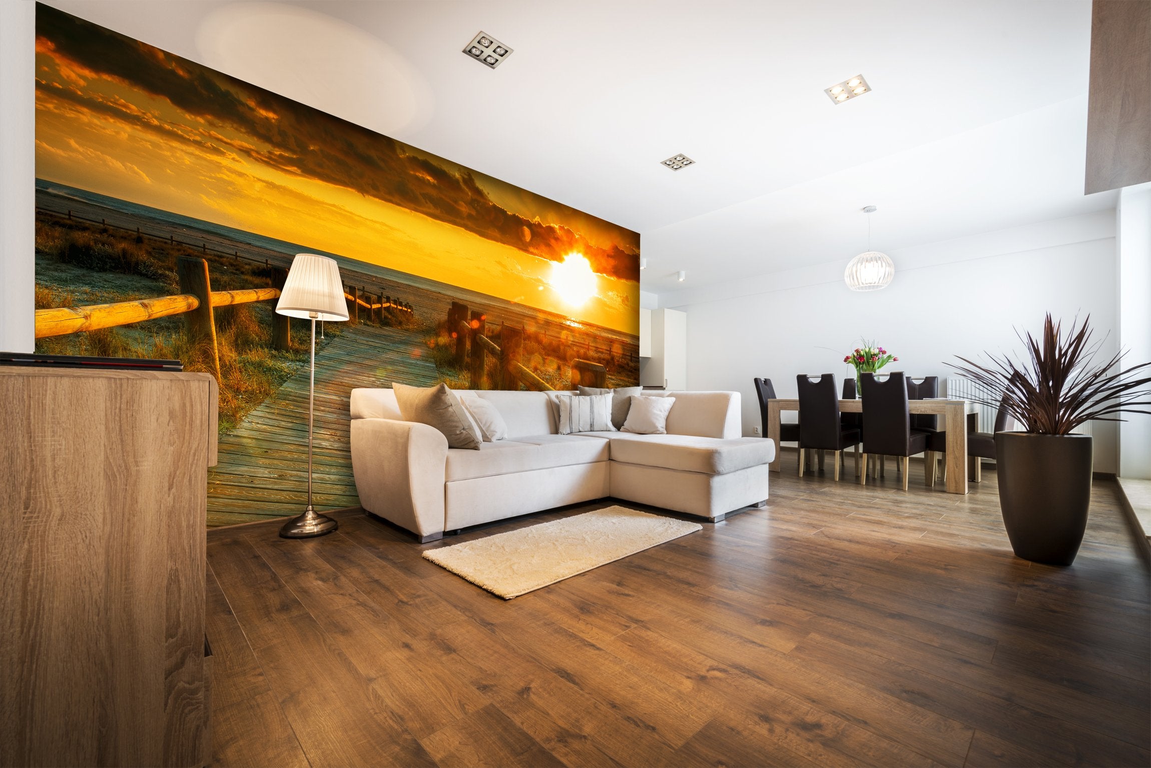 PVC Fototapete Sunset Beach - ECO Wandbild Selbstklebende Tapete - 3D Vinyl Wandsticker XXL SW251
