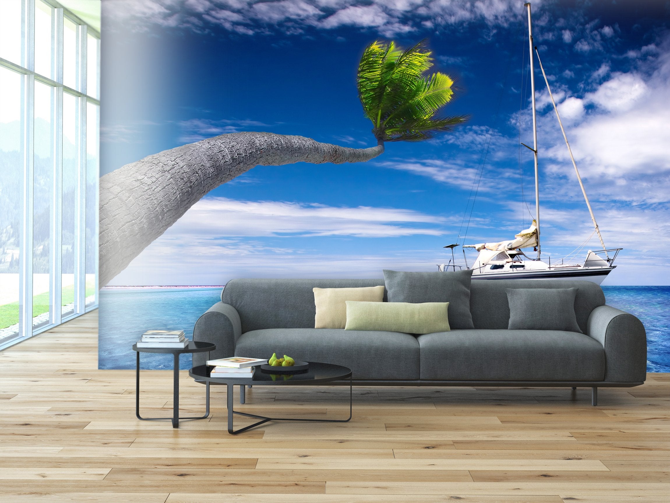 PVC Fototapete Tropical Lagoon - ECO Wandbild Selbstklebende Tapete - 3D Vinyl Wandsticker XXL SW014