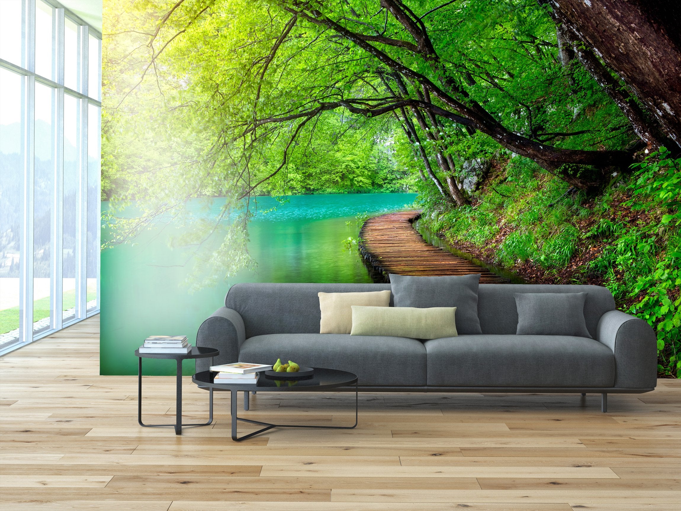 PVC Fototapete Deep Forest Stream - ECO Wandbild Selbstklebende Tapete - 3D Vinyl Wandsticker XXL SW236