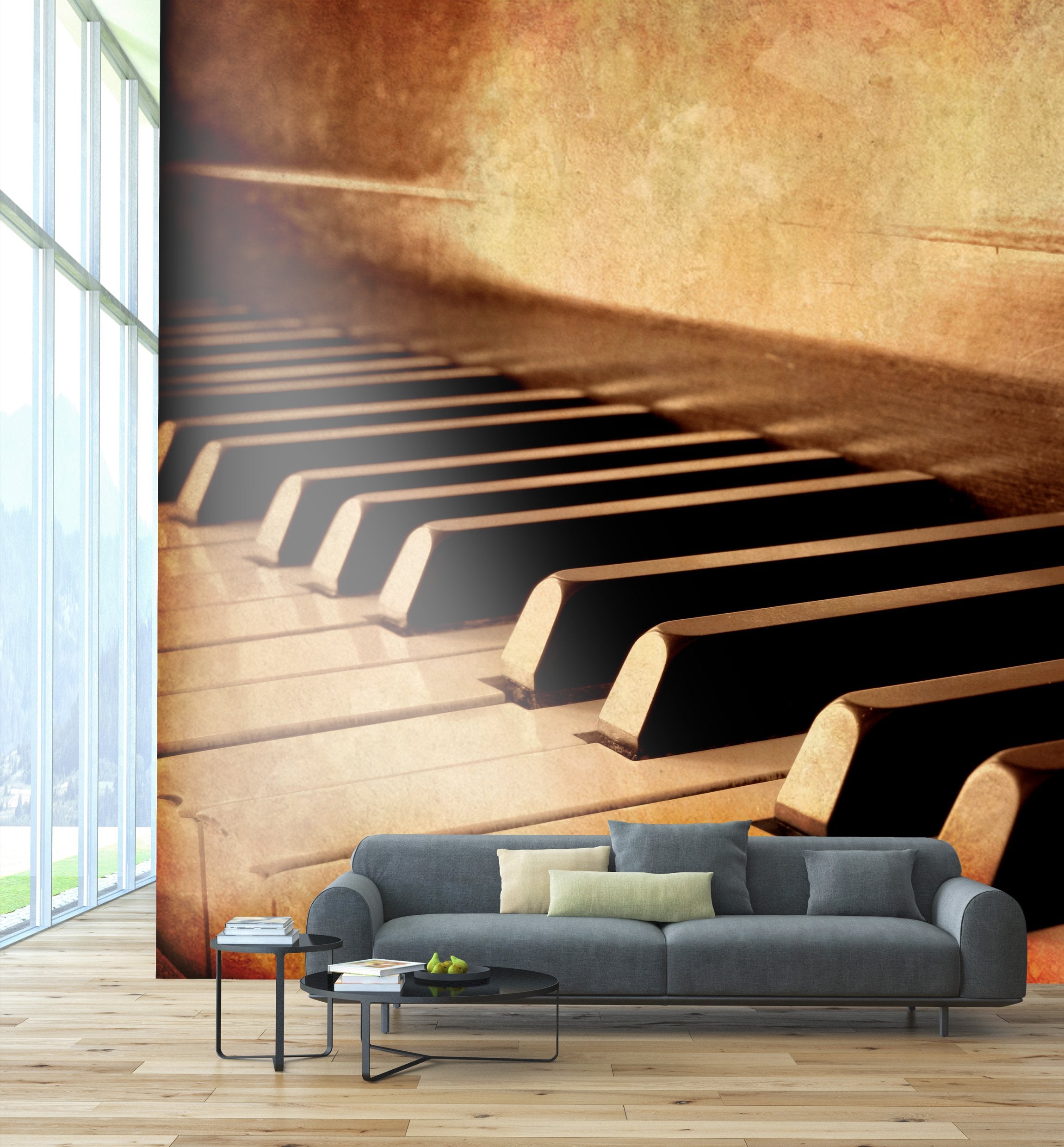 PVC Fototapete Piano Keys – ECO Wandbild Selbstklebende Tapete – 3D Vinyl Wandsticker XXL SW168 - life-decor.de
