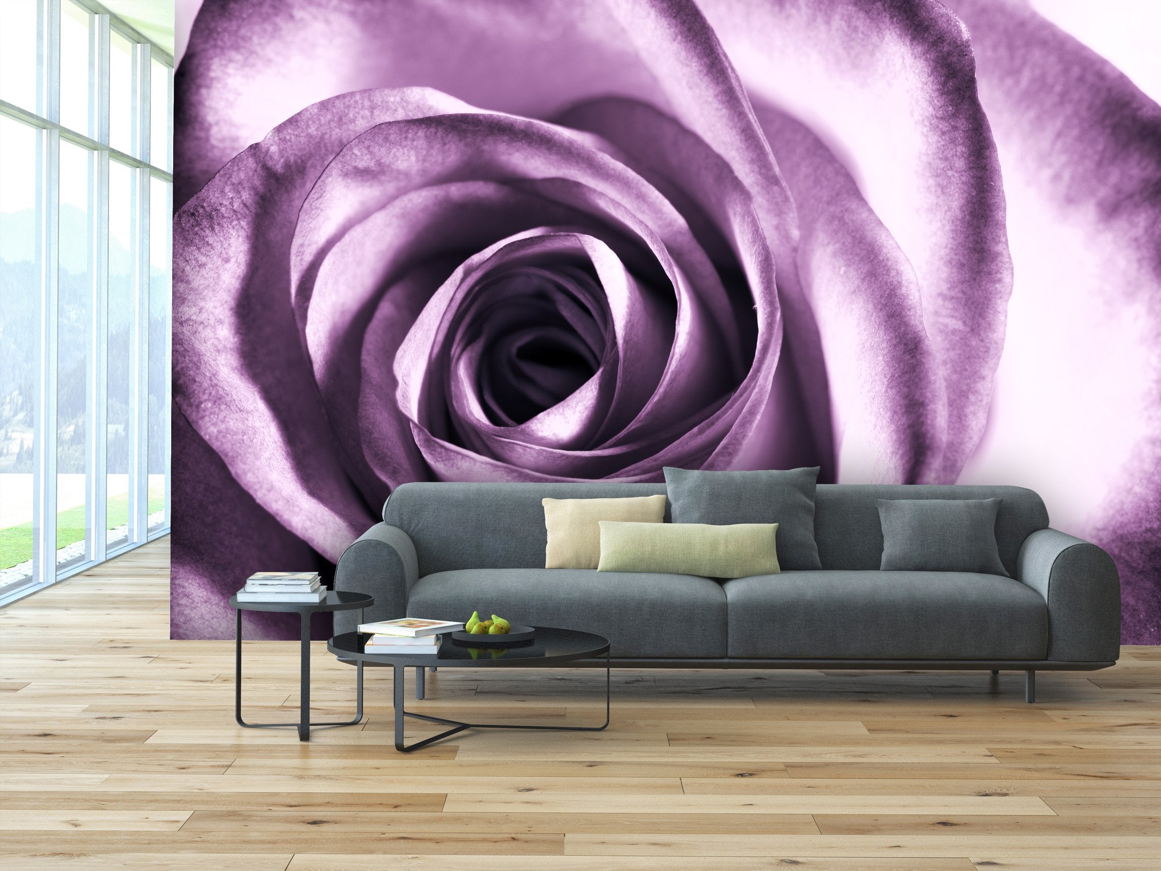 PVC Fototapete Purple Rose – ECO Wandbild Selbstklebende Tapete – 3D Vinyl Wandsticker XXL SW028 - life-decor.de
