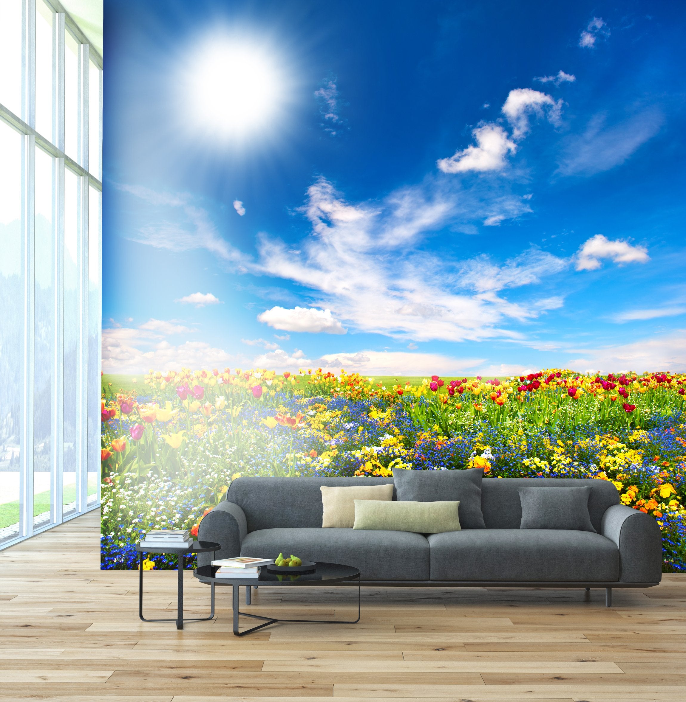 PVC Fototapete Flowerbed - ECO Wandbild Selbstklebende Tapete - 3D Vinyl Wandsticker XXL SW238