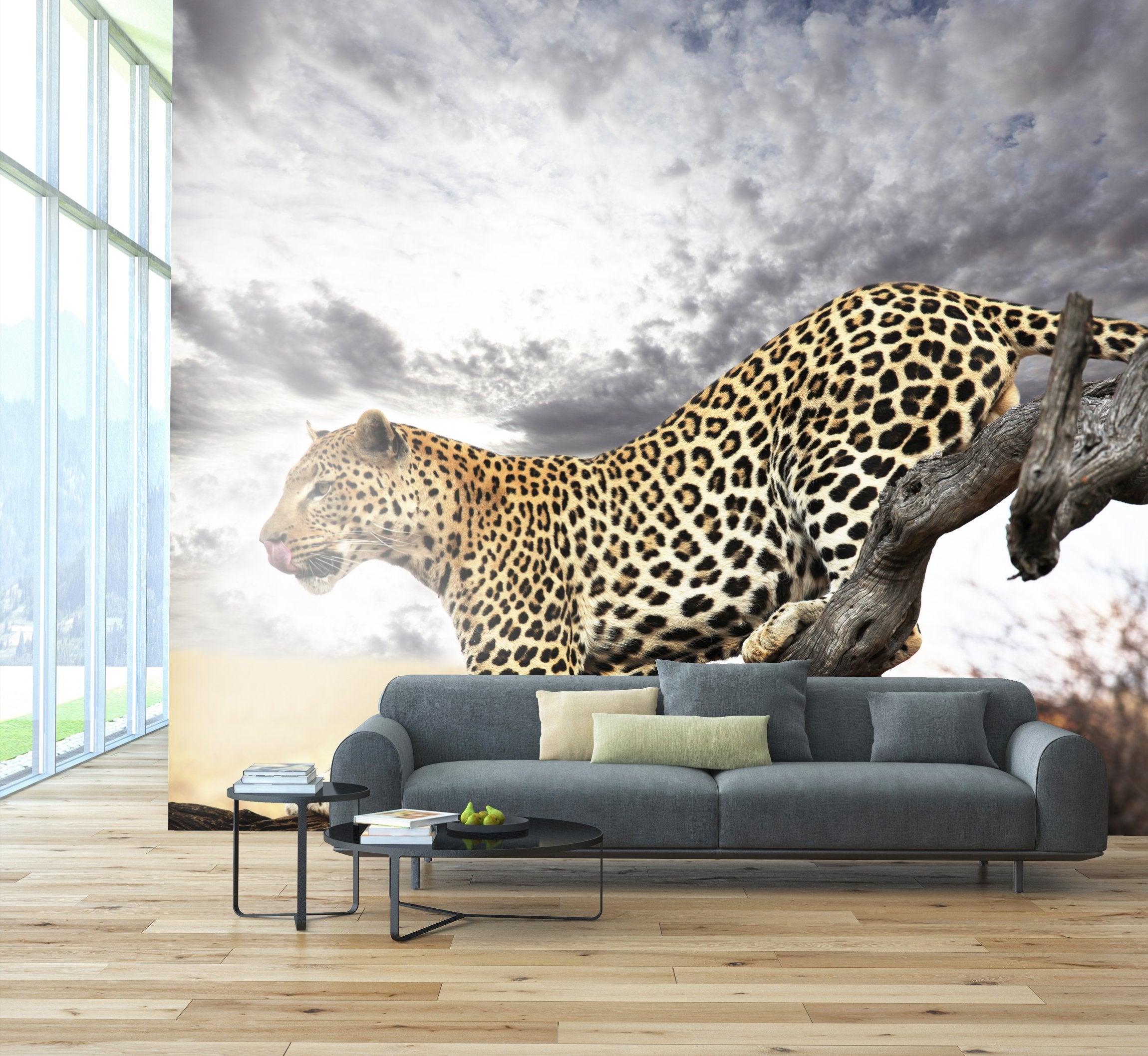 PVC Fototapete Leopard – ECO Wandbild Selbstklebende Tapete – 3D Vinyl Wandsticker XXL SW077 - life-decor.de