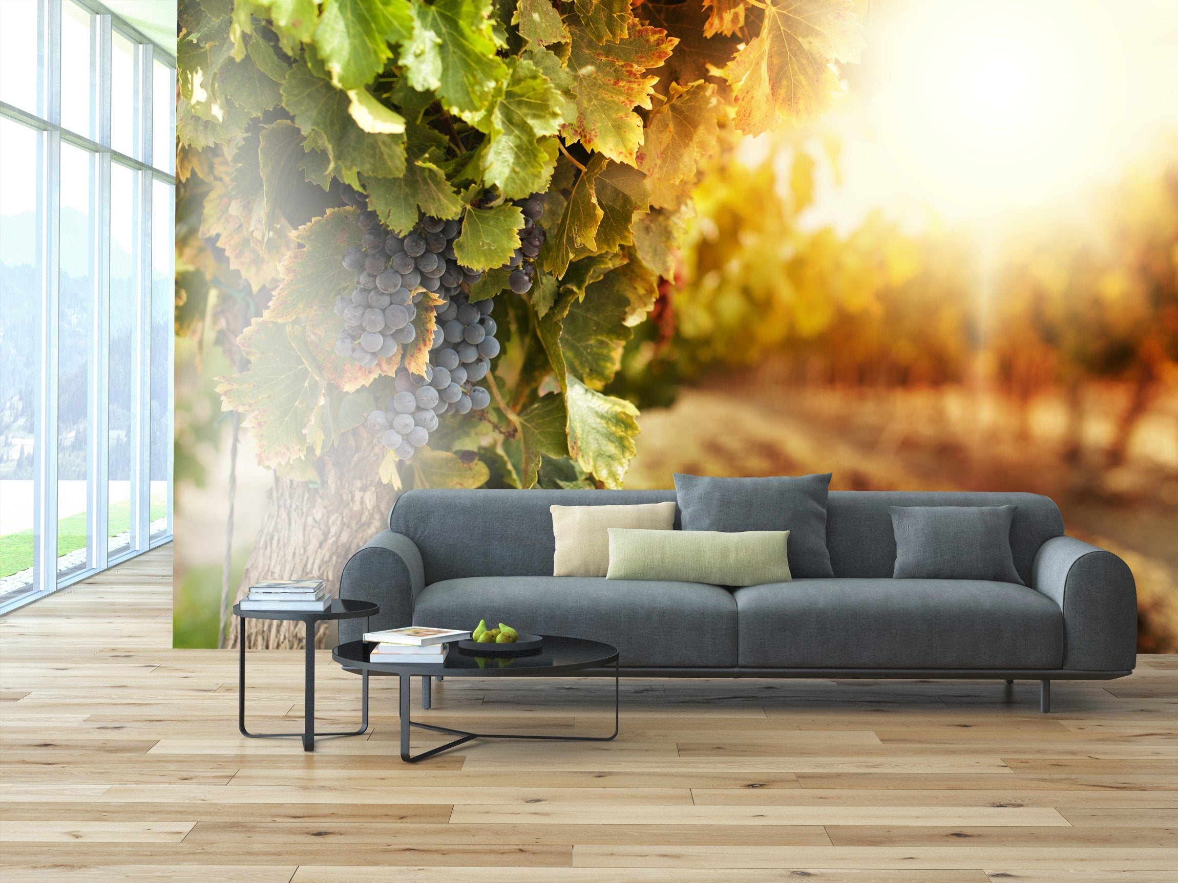 PVC Fototapete Vineyards At Sunset - ECO Wandbild Selbstklebende Tapete - 3D Vinyl Wandsticker XXL SW269