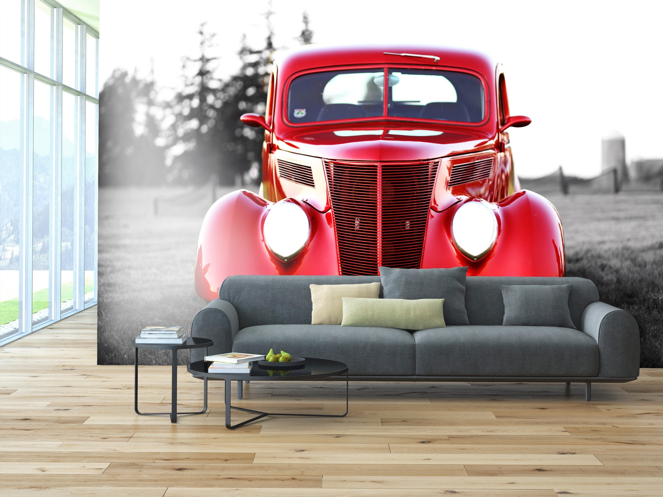 PVC Fototapete Vintage Car - ECO Wandbild Selbstklebende Tapete - 3D Vinyl Wandsticker XXL SW106