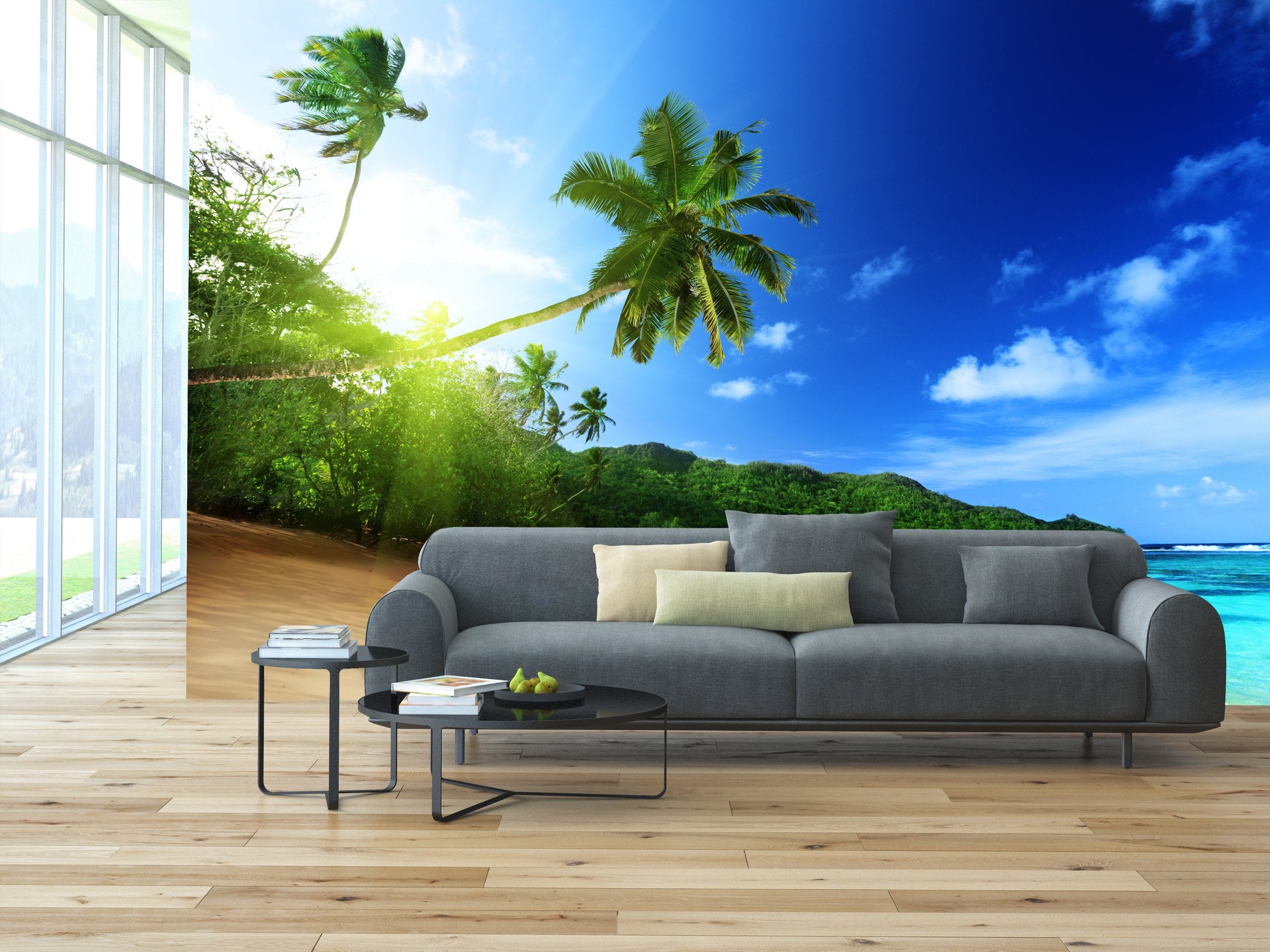 PVC Fototapete Beach In Sunset - ECO Wandbild Selbstklebende Tapete - 3D Vinyl Wandsticker XXL SW094
