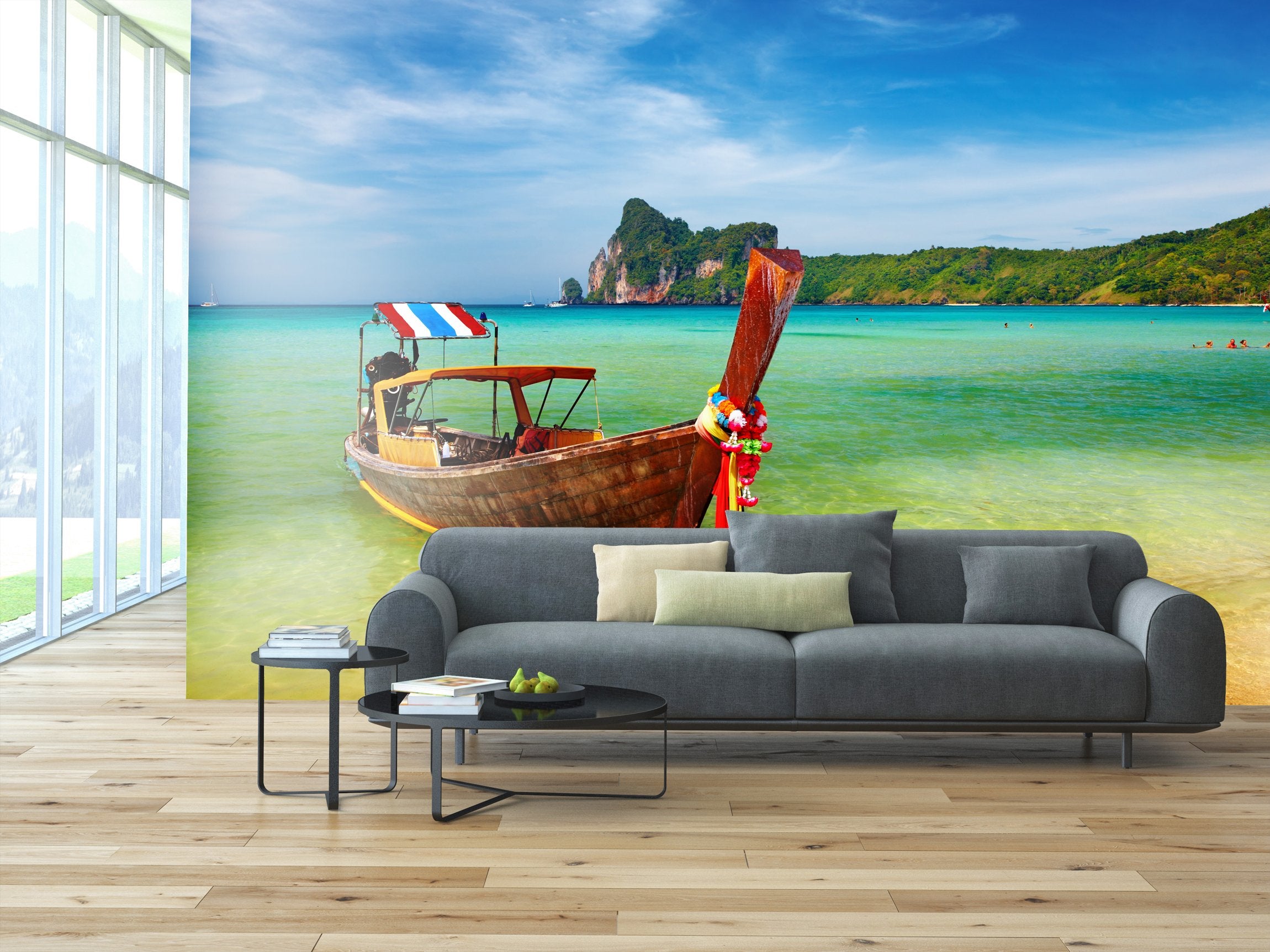 PVC Fototapete Tropical Beach Thailand - ECO Wandbild Selbstklebende Tapete - 3D Vinyl Wandsticker XXL SW314