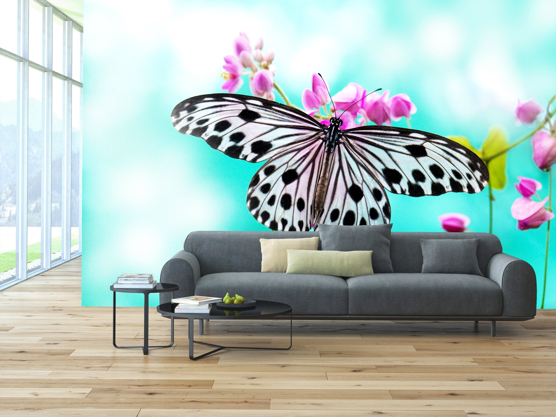 PVC Fototapete Rice Paper Butterfly - ECO Wandbild Selbstklebende Tapete - 3D Vinyl Wandsticker XXL SW266