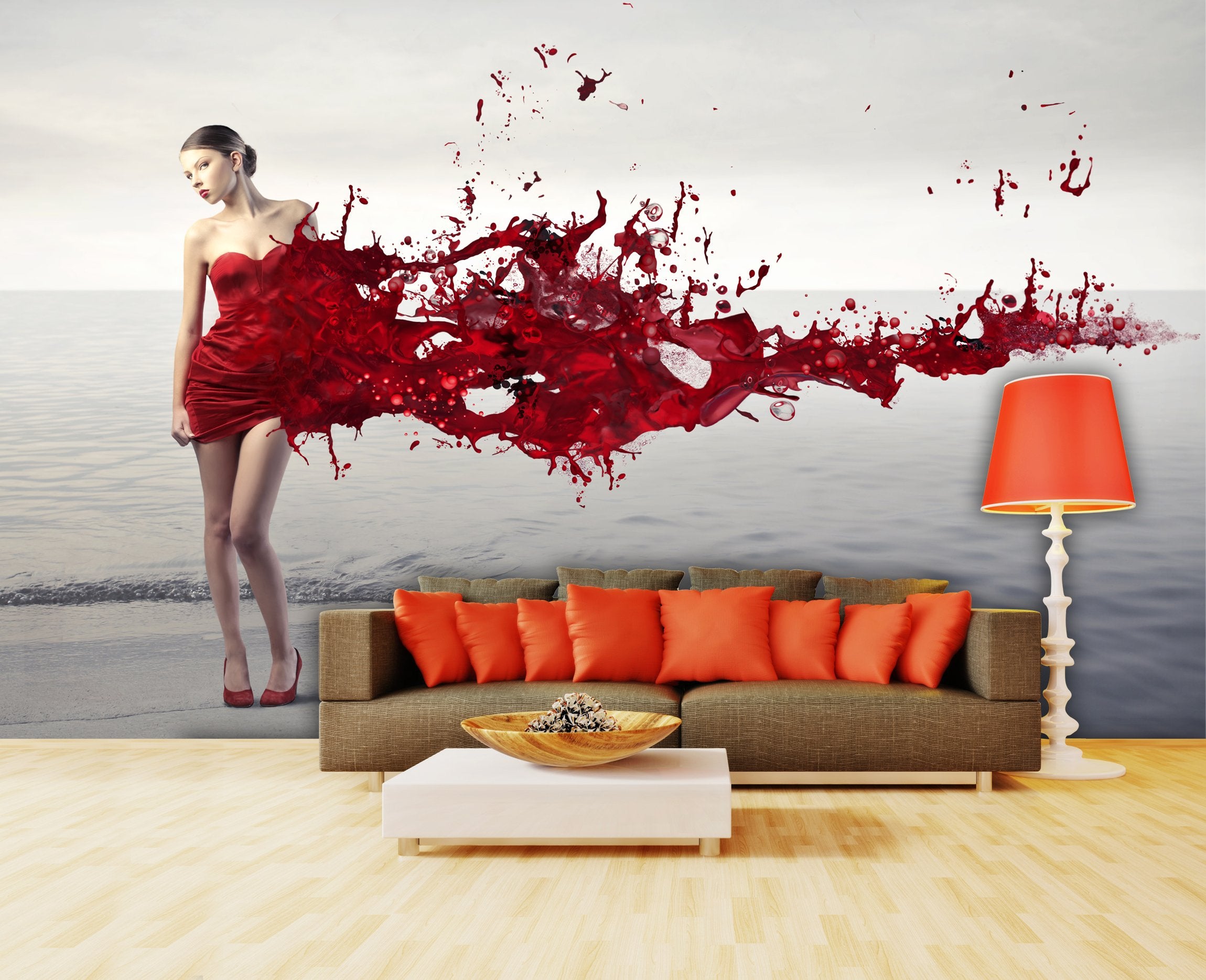 PVC Fototapete Red Dress - ECO Wandbild Selbstklebende Tapete - 3D Vinyl Wandsticker XXL SW139
