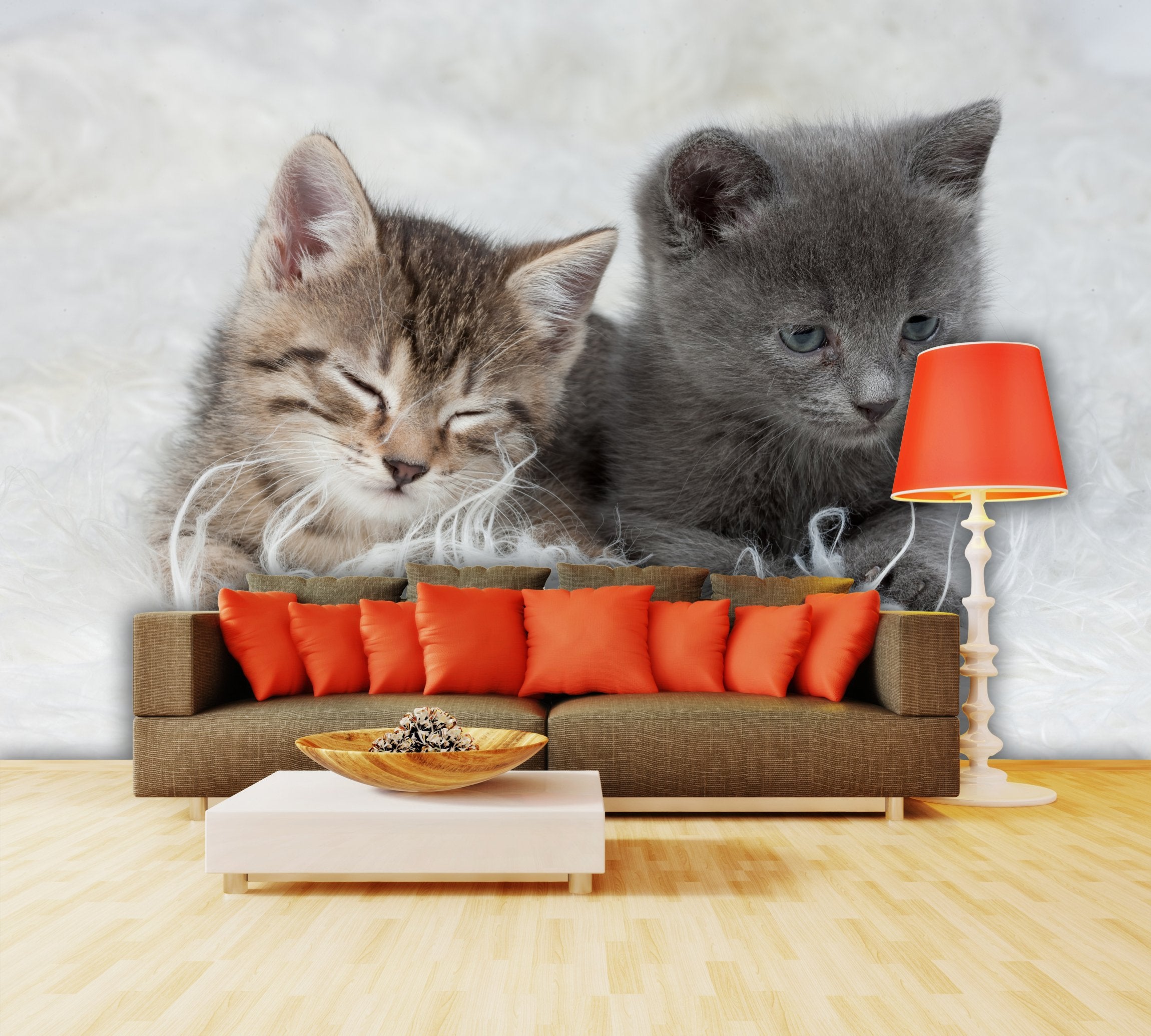 PVC Fototapete Little Kittens – ECO Wandbild Selbstklebende Tapete – 3D Vinyl Wandsticker XXL SW117 - life-decor.de