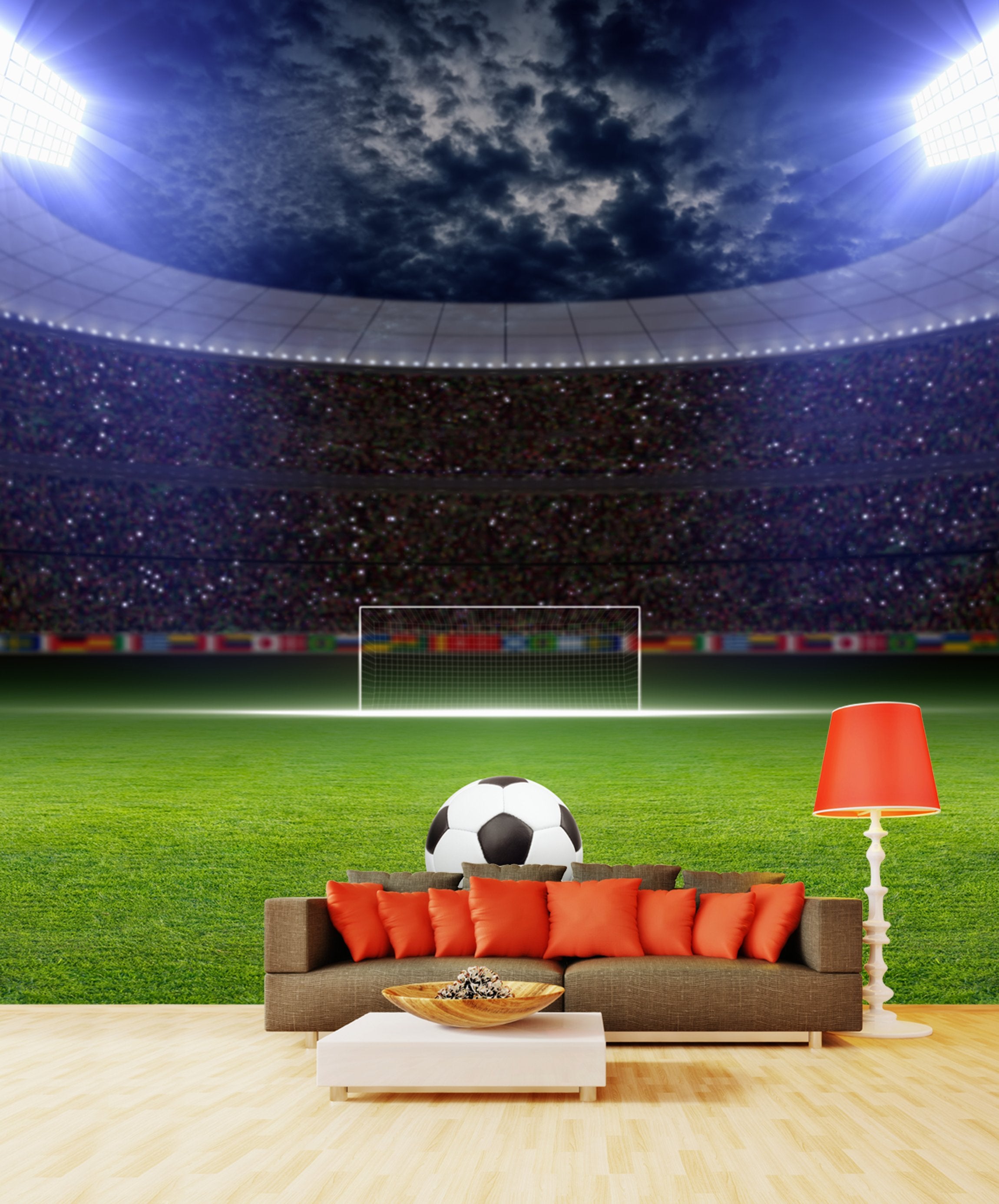 PVC Fototapete Soccer Stadium - ECO Wandbild Selbstklebende Tapete - 3D Vinyl Wandsticker XXL SW176