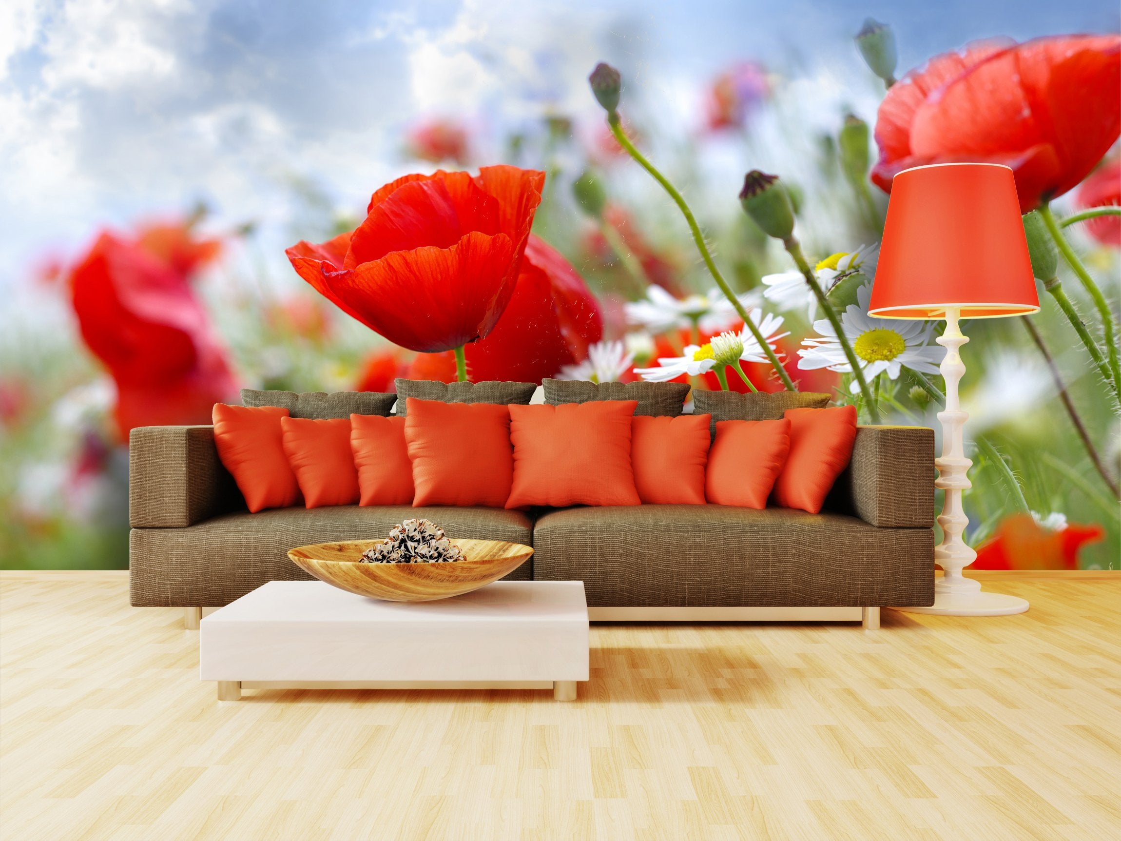 PVC Fototapete Poppy red – ECO Wandbild Selbstklebende Tapete – 3D Vinyl Wandsticker XXL SW007 - life-decor.de