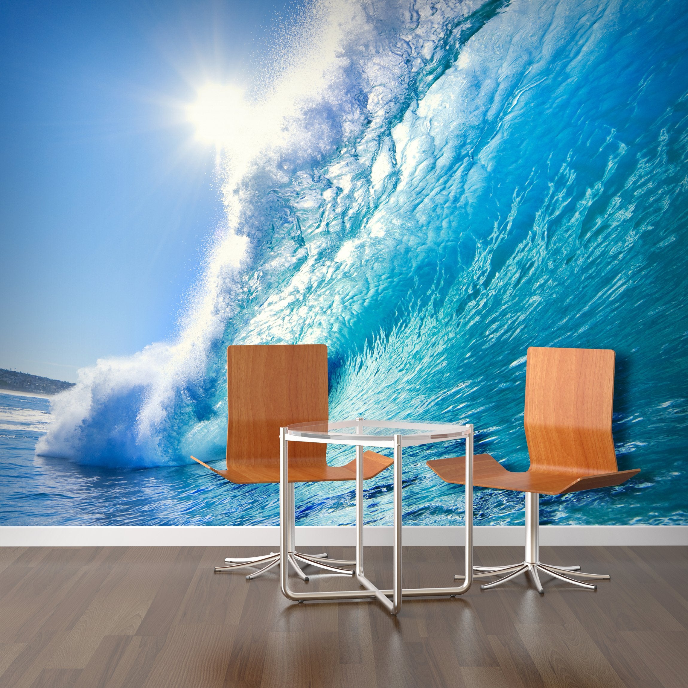 PVC Fototapete Blue Ocean Wave - ECO Wandbild Selbstklebende Tapete - 3D Vinyl Wandsticker XXL SW015