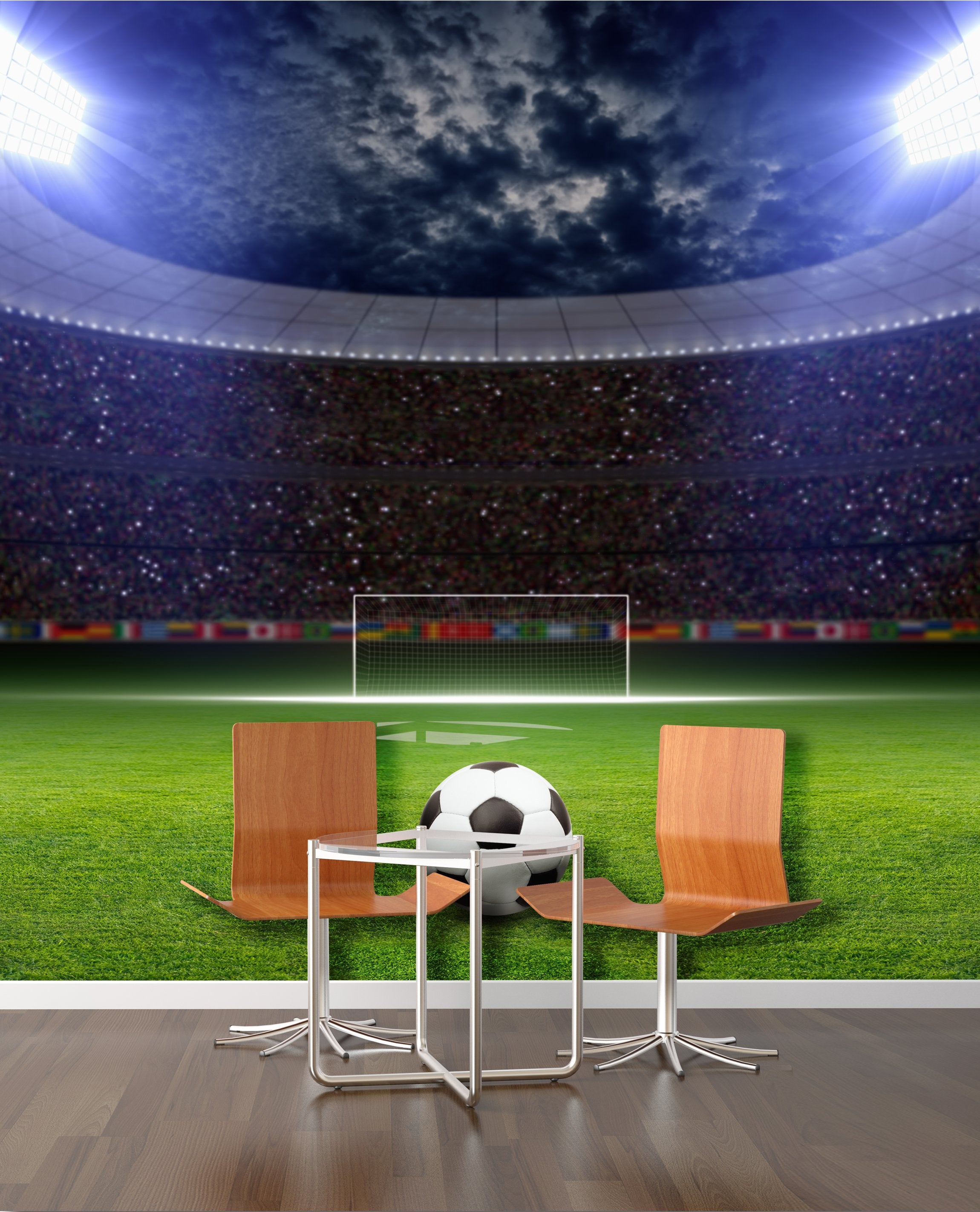 PVC Fototapete Soccer Stadium - ECO Wandbild Selbstklebende Tapete - 3D Vinyl Wandsticker XXL SW176