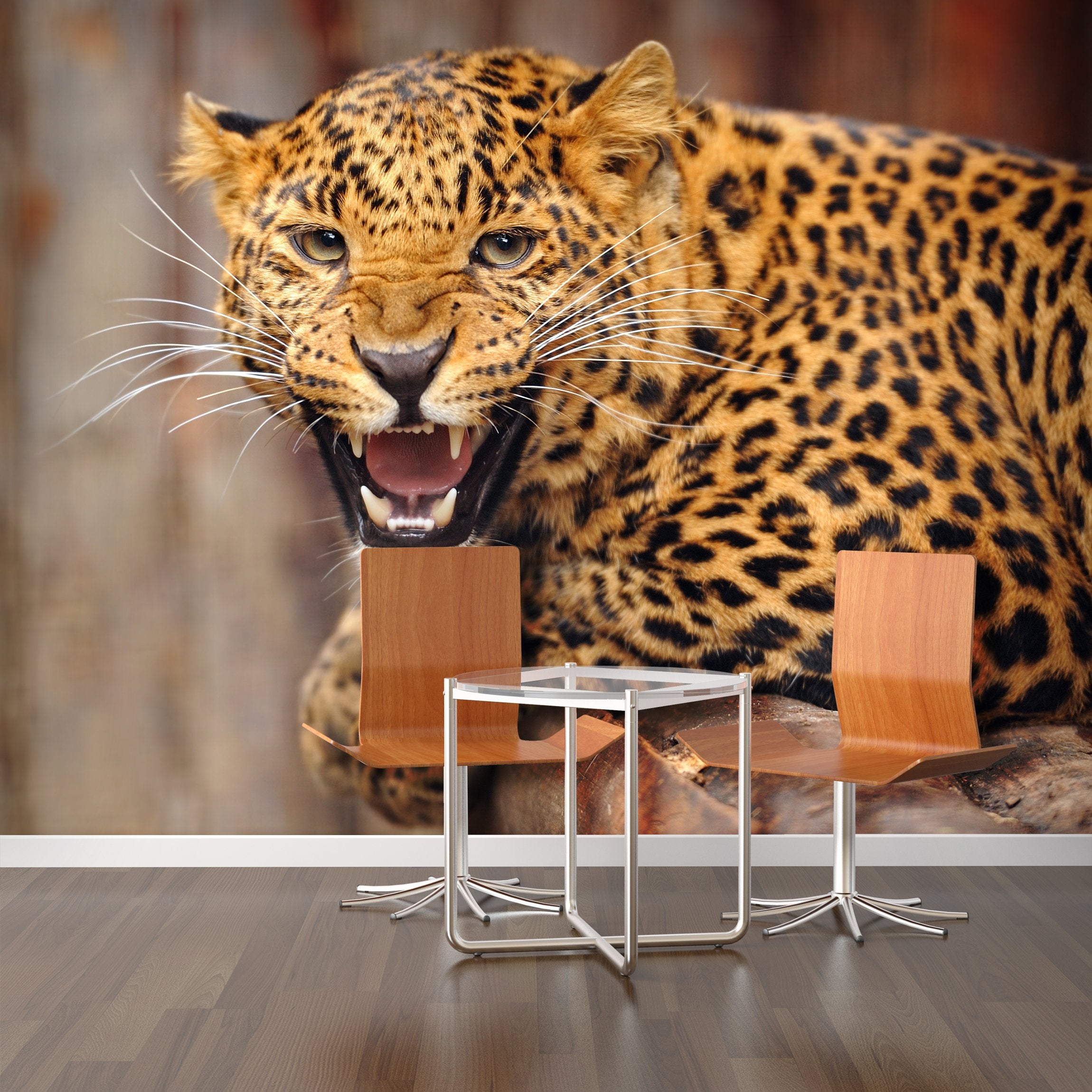 PVC Fototapete Leopard – ECO Wandbild Selbstklebende Tapete – 3D Vinyl Wandsticker XXL SW091 - life-decor.de