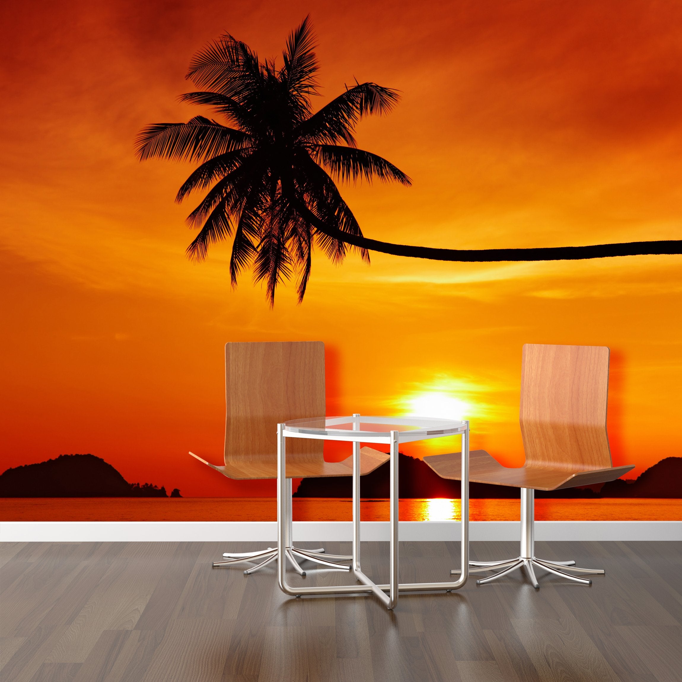 PVC Fototapete Tropical Beach At Sunset - ECO Wandbild Selbstklebende Tapete - 3D Vinyl Wandsticker XXL SW209