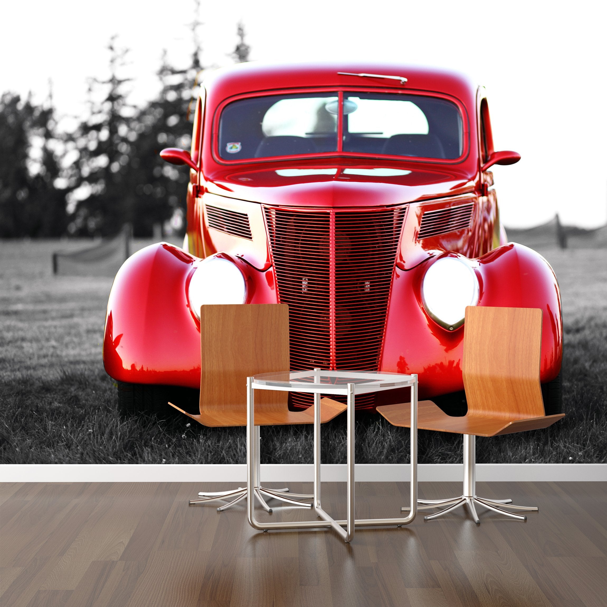 PVC Fototapete Vintage Car - ECO Wandbild Selbstklebende Tapete - 3D Vinyl Wandsticker XXL SW106