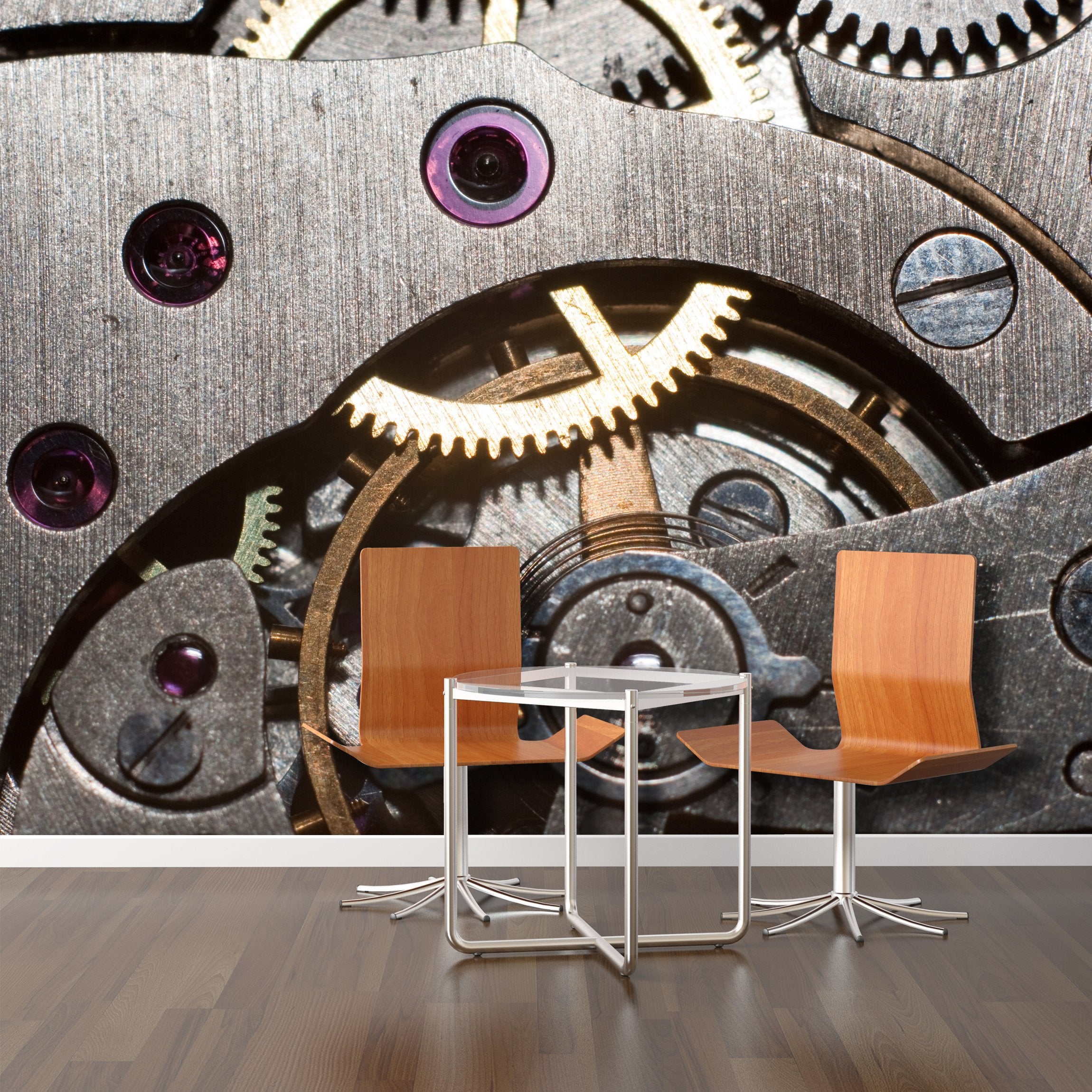 PVC Fototapete Clock Inside - ECO Wandbild Selbstklebende Tapete - 3D Vinyl Wandsticker XXL SW263