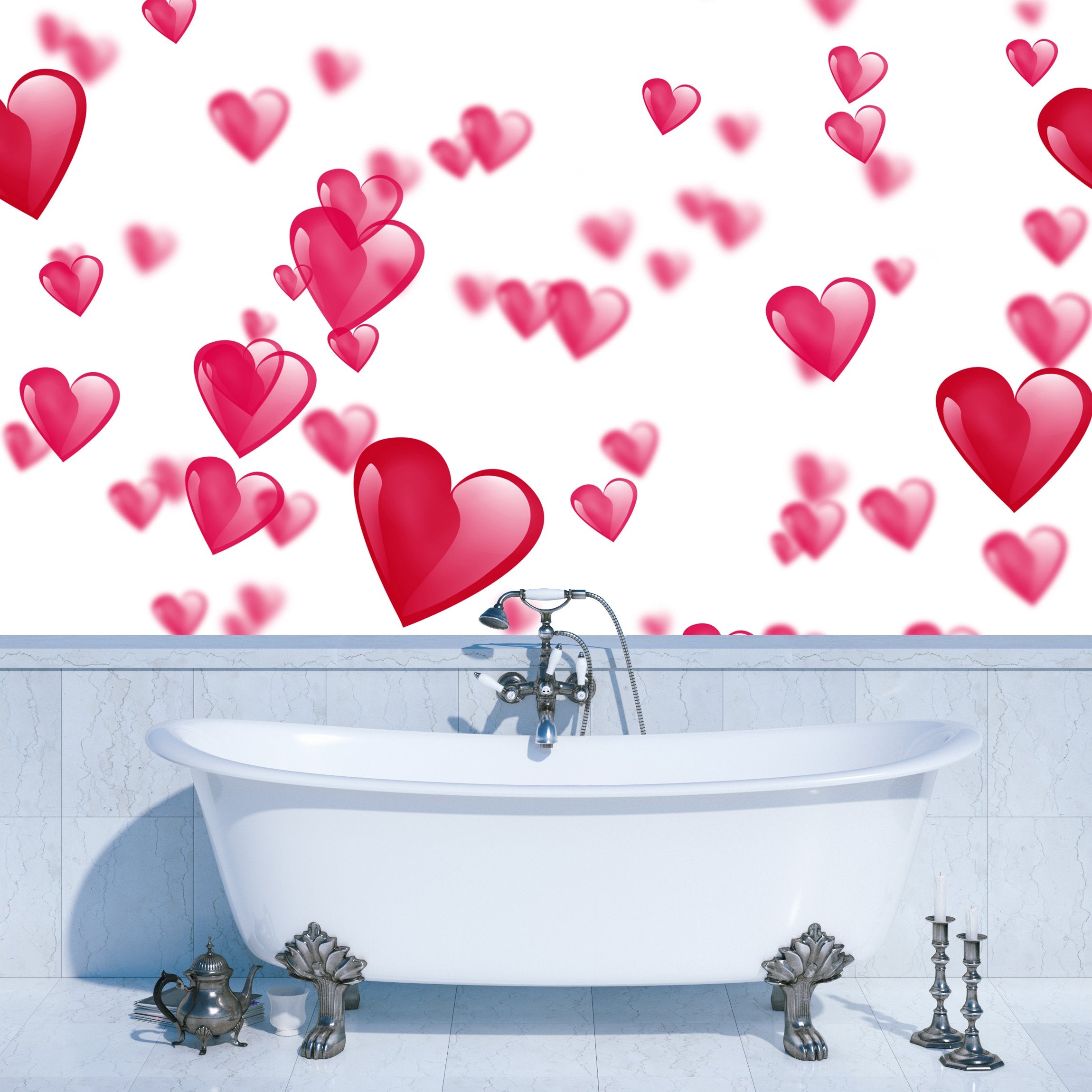 PVC Fototapete Pink Hearts - ECO Wandbild Selbstklebende Tapete - 3D Vinyl Wandsticker XXL SW051