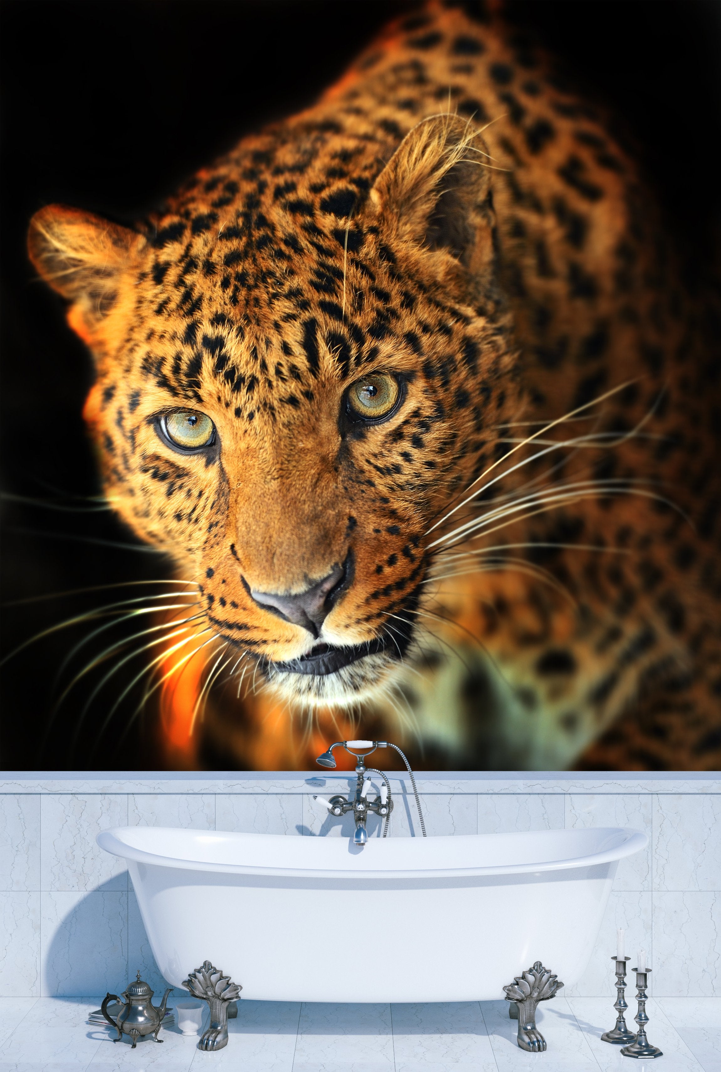 PVC Fototapete Leopard - ECO Wandbild Selbstklebende Tapete - 3D Vinyl Wandsticker XXL SW046
