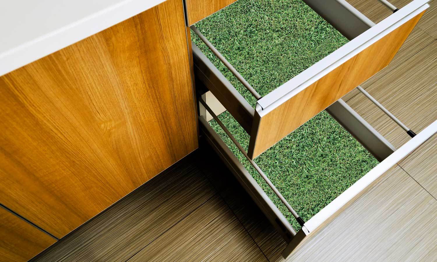 Selbstklebende folie für schränke - Wasserdichte Klebefolie für Möbel, Schrank, Tisch, Tür - UV-beständig & robust- grünes Gras PAT071