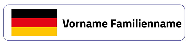 Aufkleber für ein Fahrrad mit Name und ein Flagge