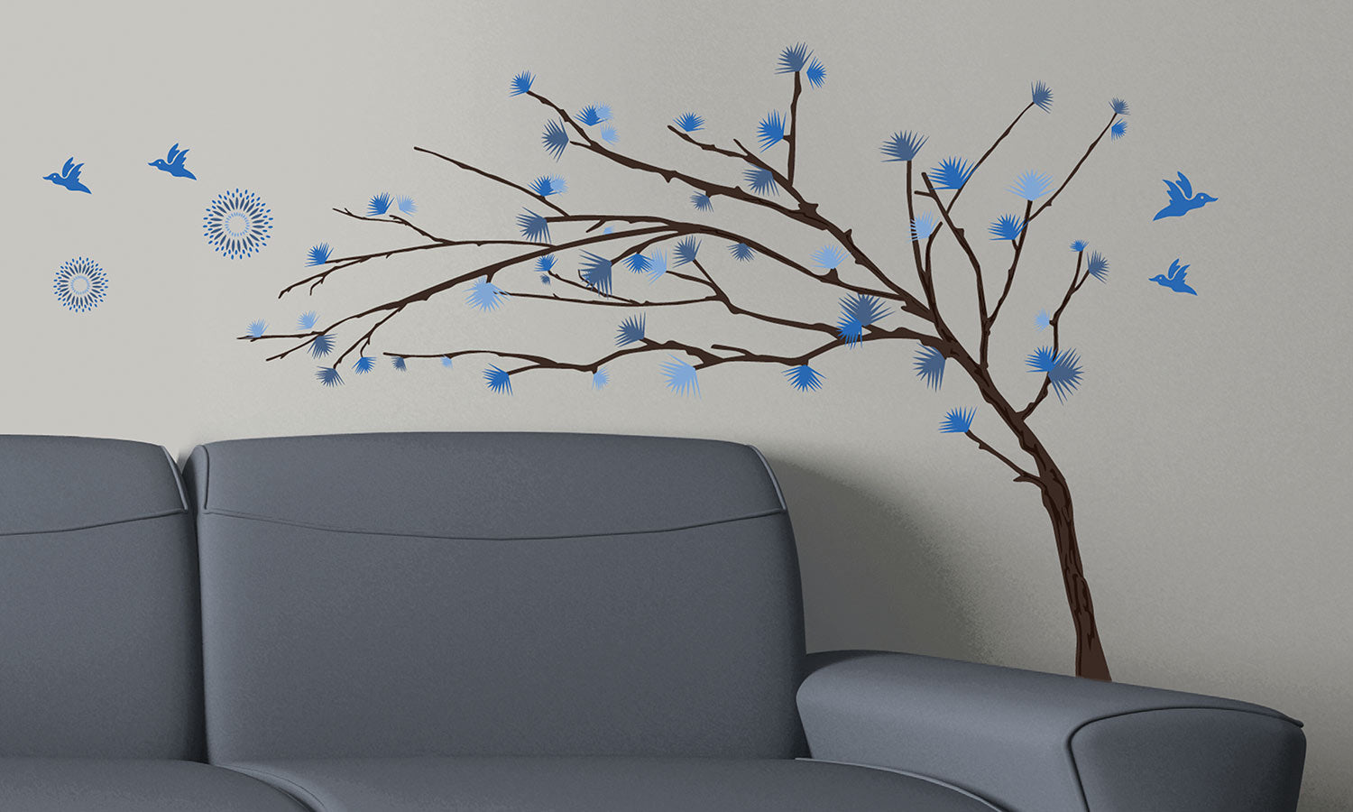 Wandaufkleber Blauer baum - WS033 - life-decor.de