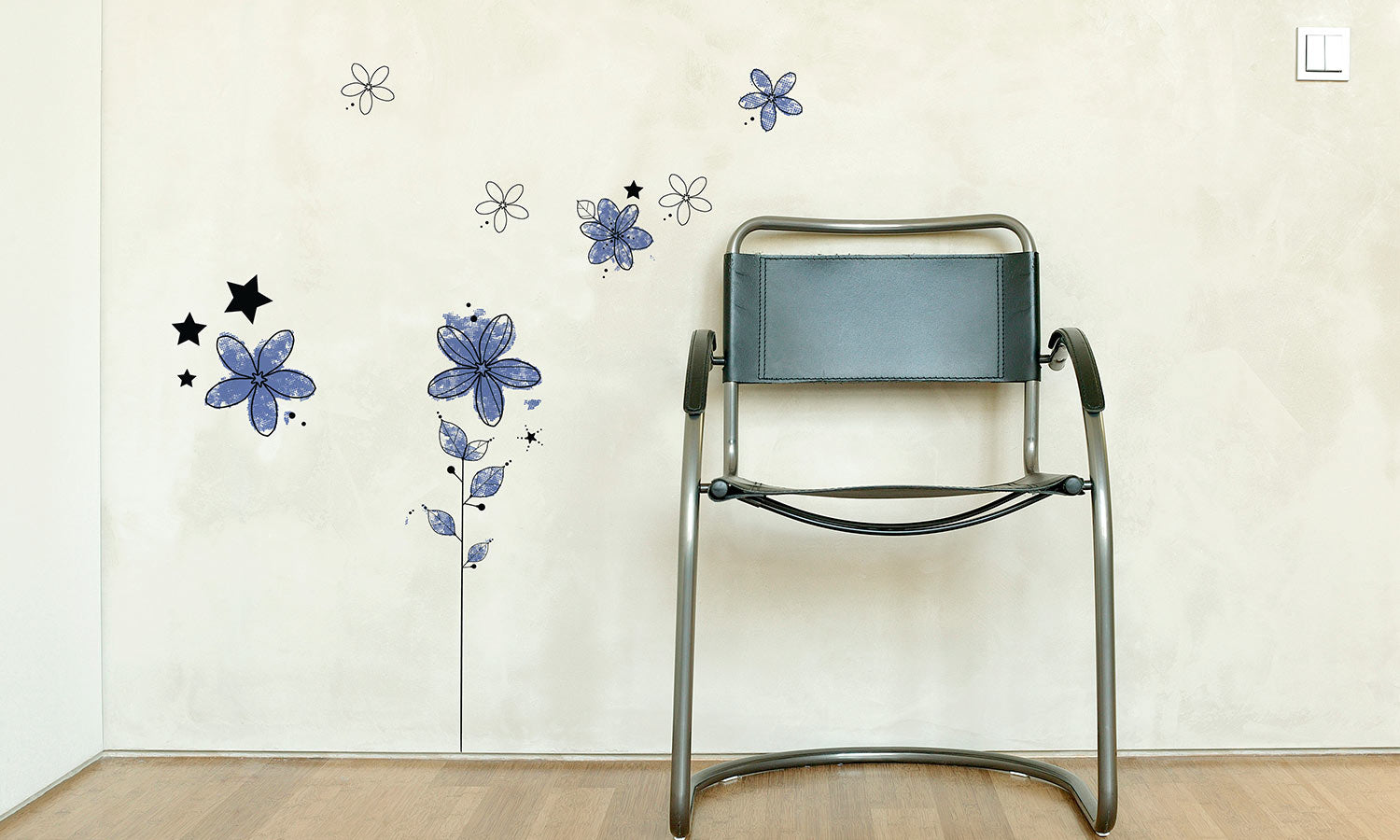 Wandaufkleber Blaue blumen- M6 - life-decor.de