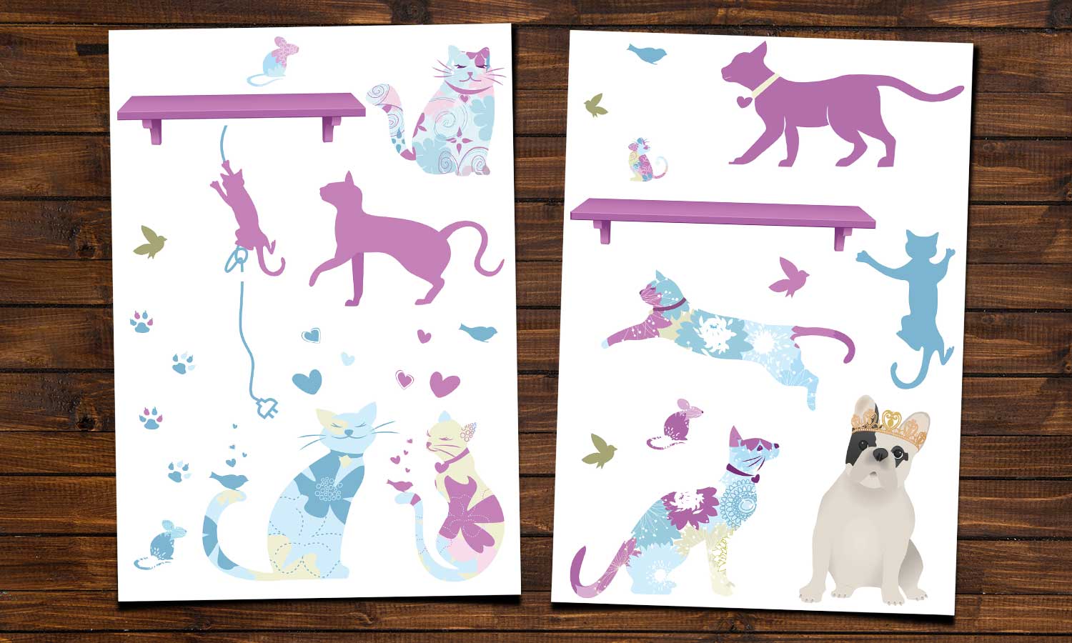 Wandaufkleber Bunte katze - WS056 - life-decor.de