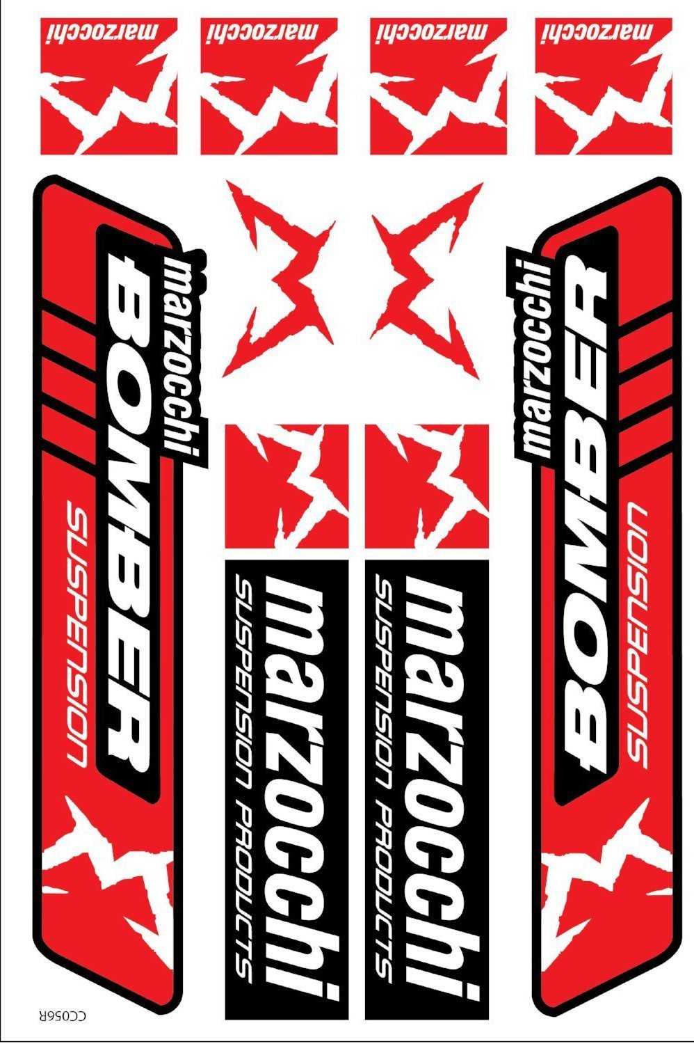 Marzocchi selbstklebender Aufkleber für ein Fahrrad - rotes Weiß - life-decor.de