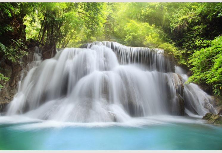 PVC Fototapete Huai Mae Kamin Waterfall - ECO Wandbild Selbstklebende Tapete - 3D Vinyl Wandsticker XXL SW076