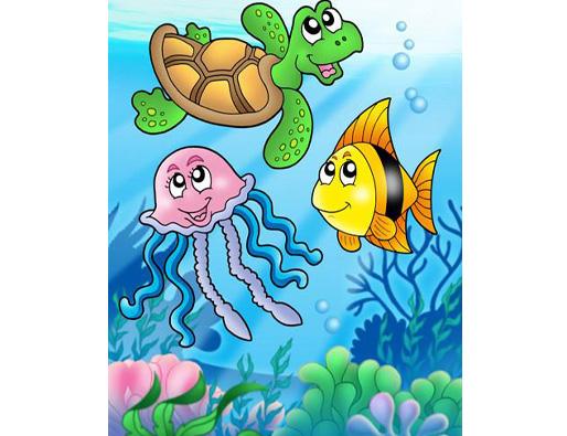 PVC Fototapete Sea Fishes And Animals - ECO Wandbild Selbstklebende Tapete - 3D Vinyl Wandsticker XXL SW118