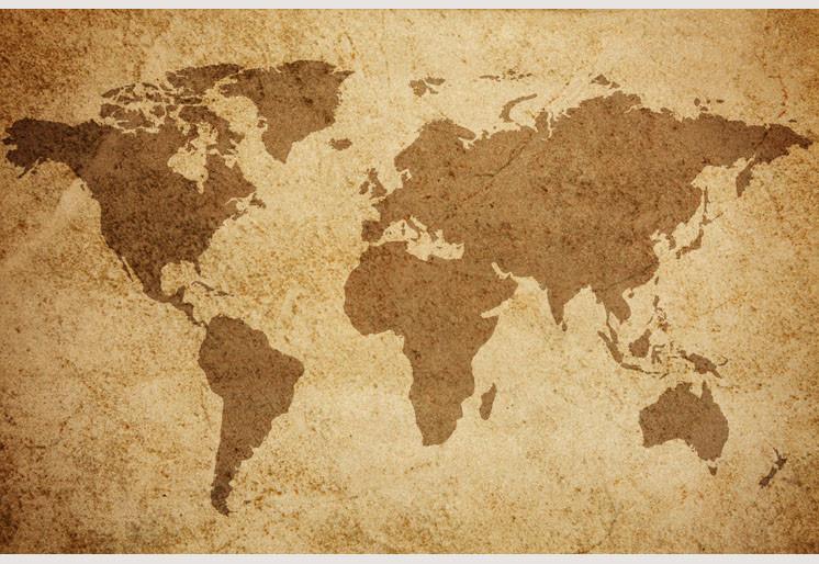 PVC Fototapete World Map Texture - ECO Wandbild Selbstklebende Tapete - 3D Vinyl Wandsticker XXL SW149