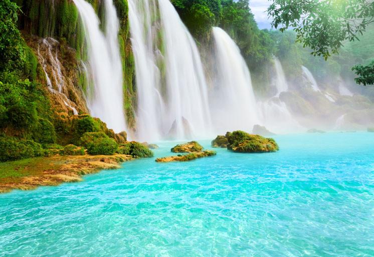 PVC Fototapete Detian Waterfall - ECO Wandbild Selbstklebende Tapete - 3D Vinyl Wandsticker XXL SW128